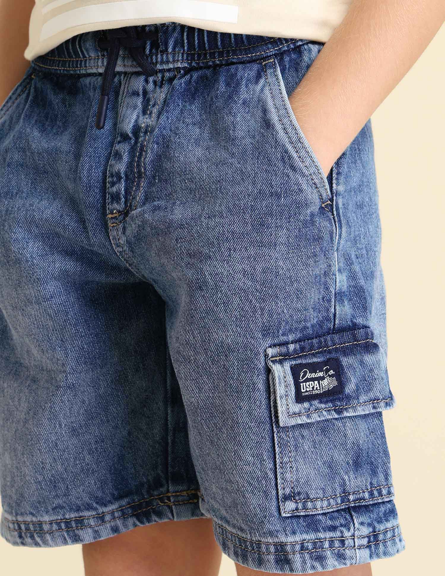 Boys Regular Fit Denim Shorts Medium Wash - U.S. POLO ASSN. | Large