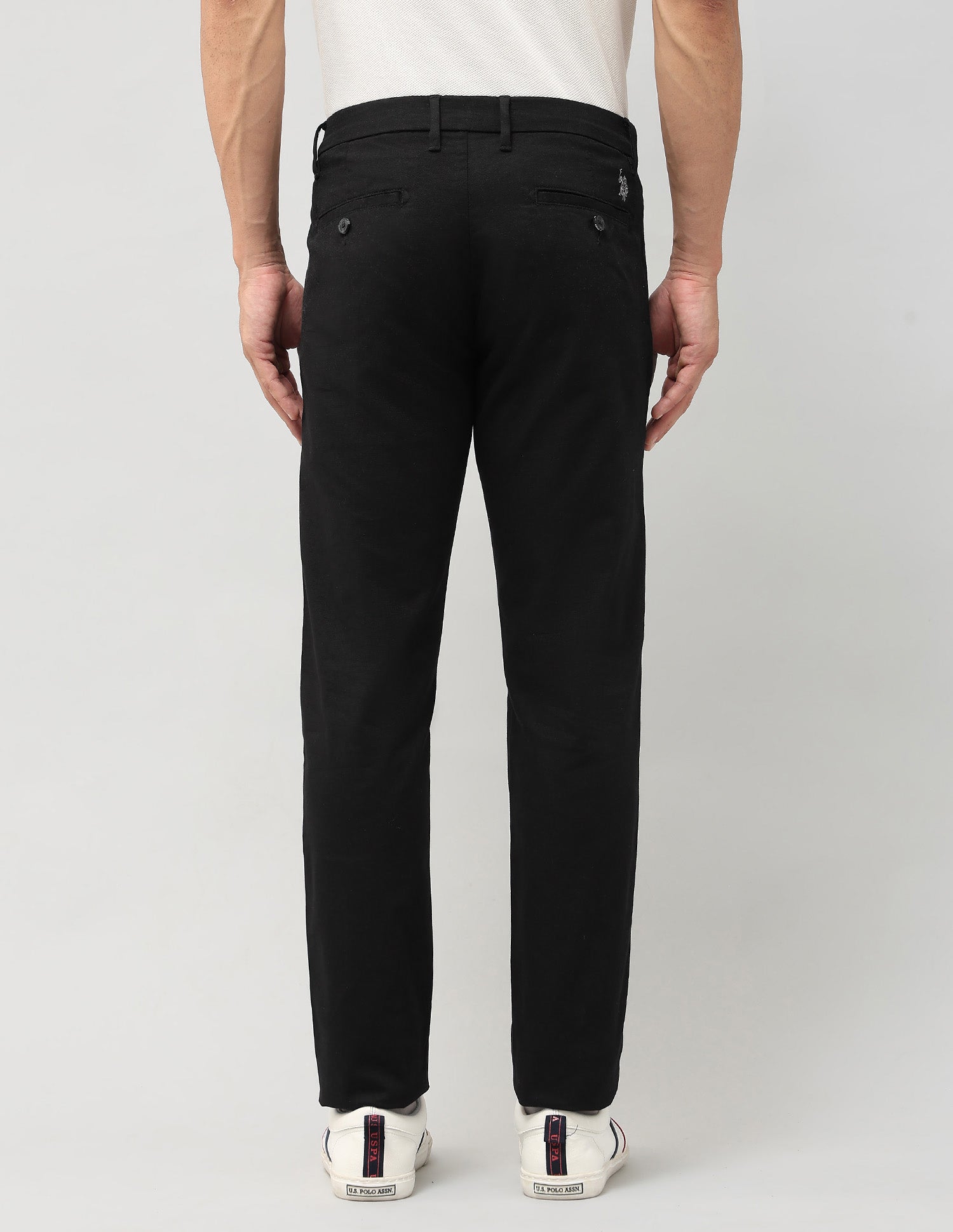 Textured Austin Slim Fit Trousers Black - U.S. POLO ASSN. | Large