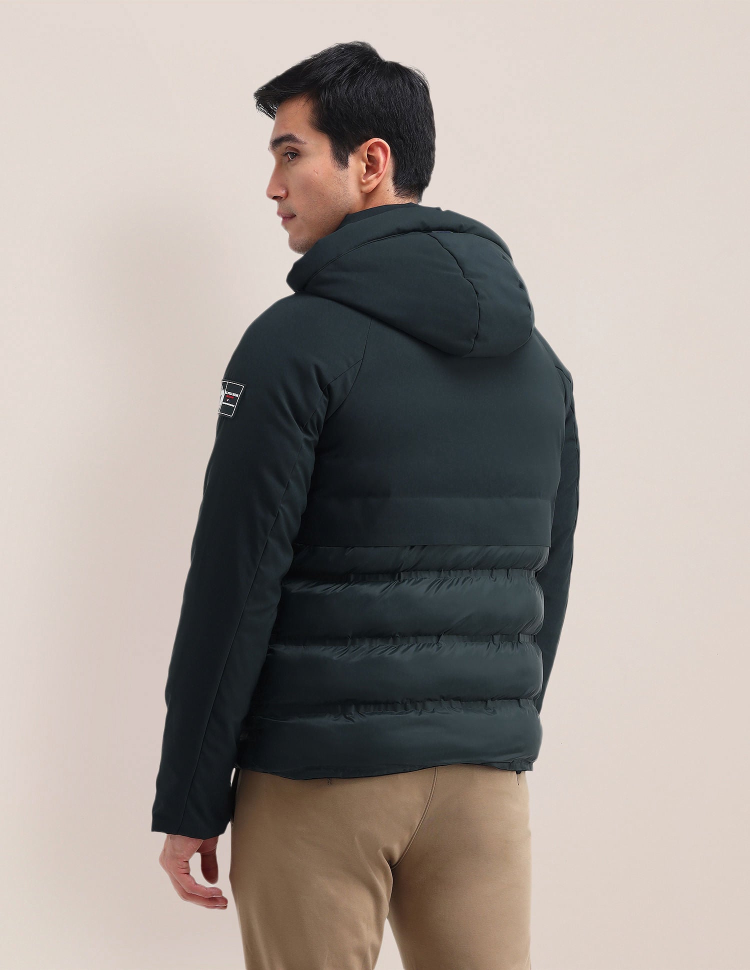 Solid Hooded Puffer Jacket Dark Green - U.S. POLO ASSN. | Large