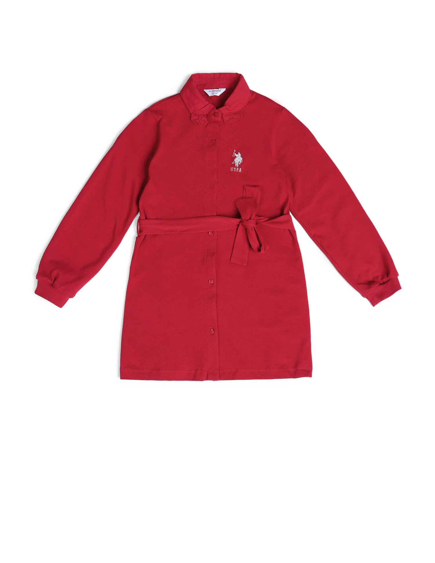 Girls Cotton Shirt Dress Salsa Red - U.S. POLO ASSN. | Large