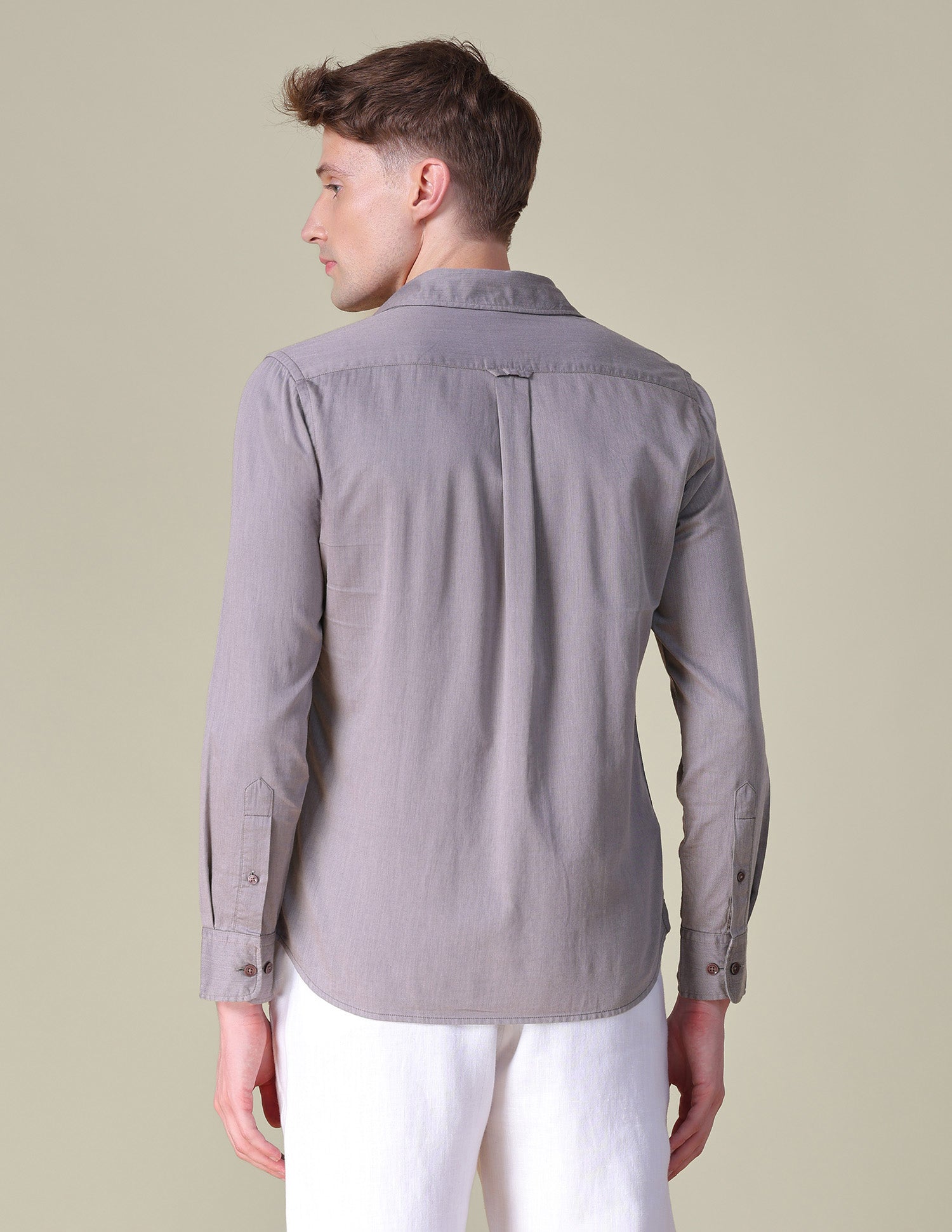 Twill Tailored Fit Shirt Brown - U.S. POLO ASSN. | Large