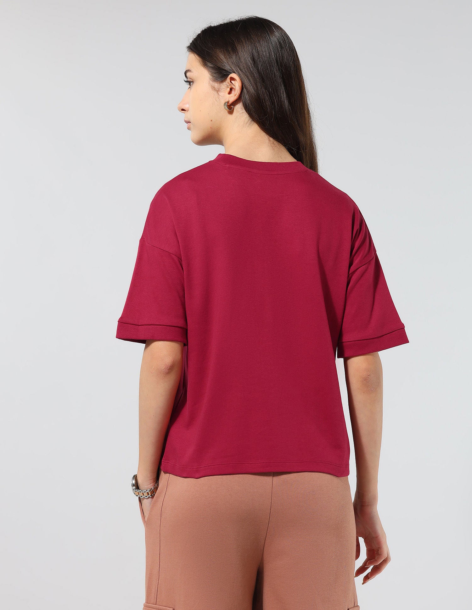 Boxy Fit Solid Lounge T-Shirt Dark Red - U.S. POLO ASSN. | Large