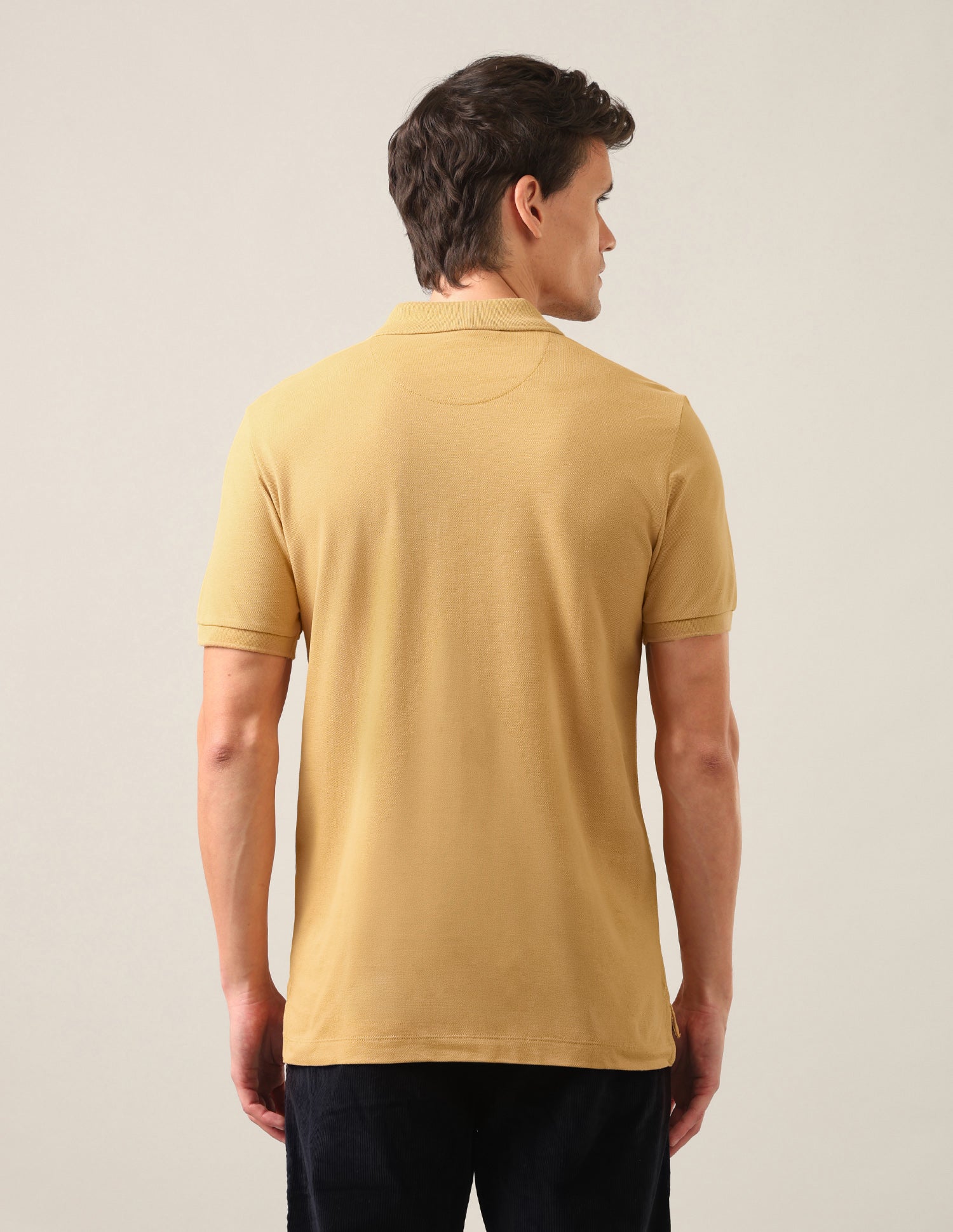 Graphic Brand Printed Slim Fit Polo Shirt Mustard - U.S. Polo Assn. India | Large