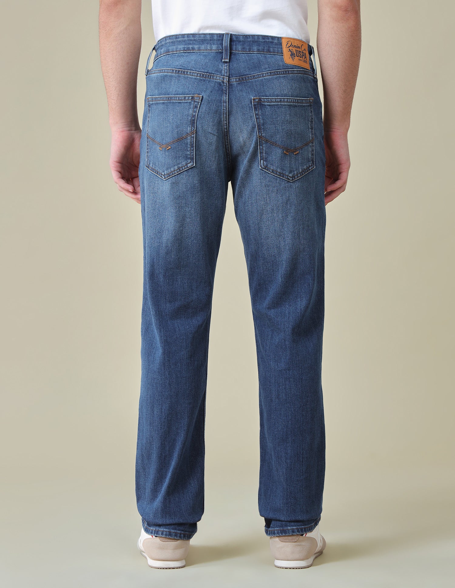 Harold Slim Straight Fit Blue Jeans Mid Blue - U.S. Polo Assn. India | Large