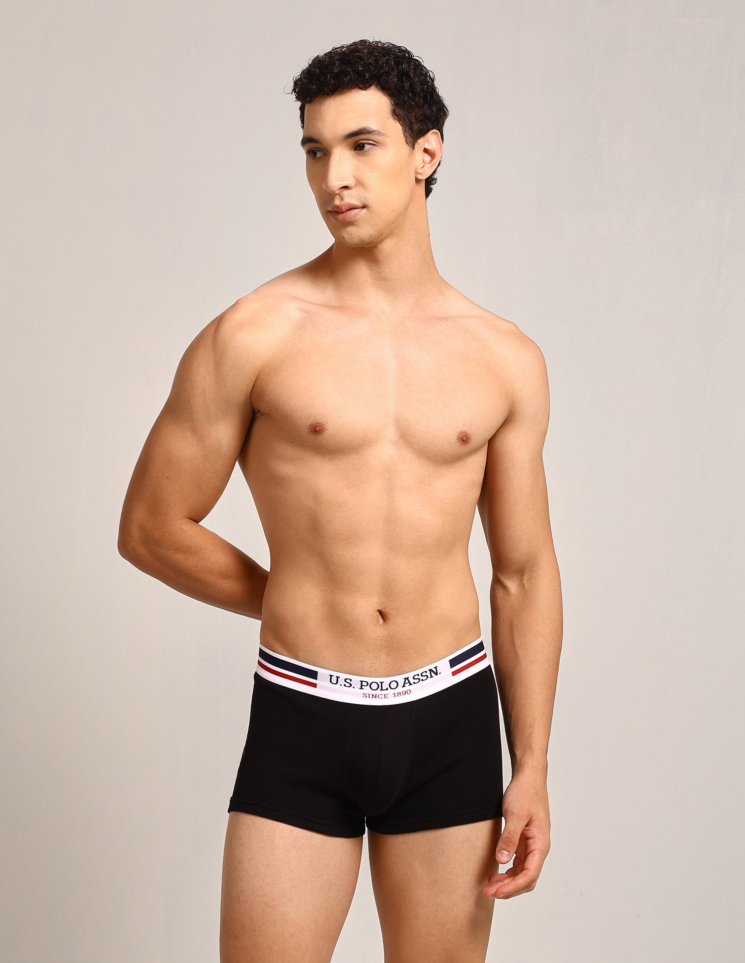 Elastic Waistband Ribbed I641 Trunks - Pack Of 3 Black/Bistro Green/Black - U.S. Polo Assn. India | Large