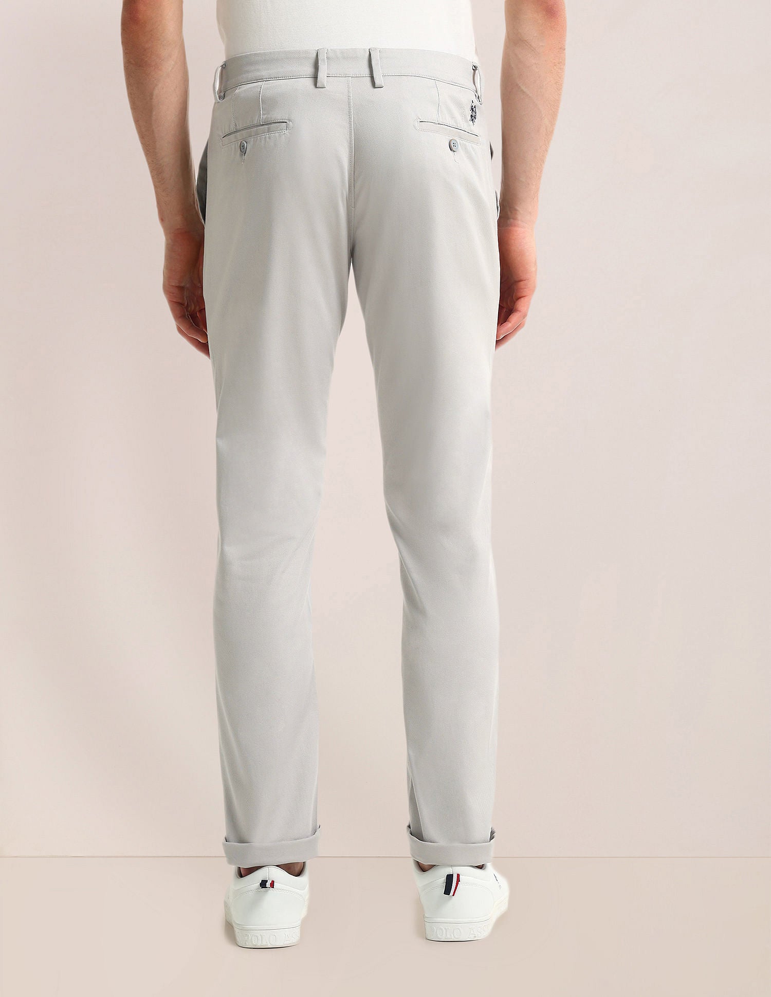 Denver Slim Fit Solid Trousers Light-Grey - U.S. POLO ASSN. | Large