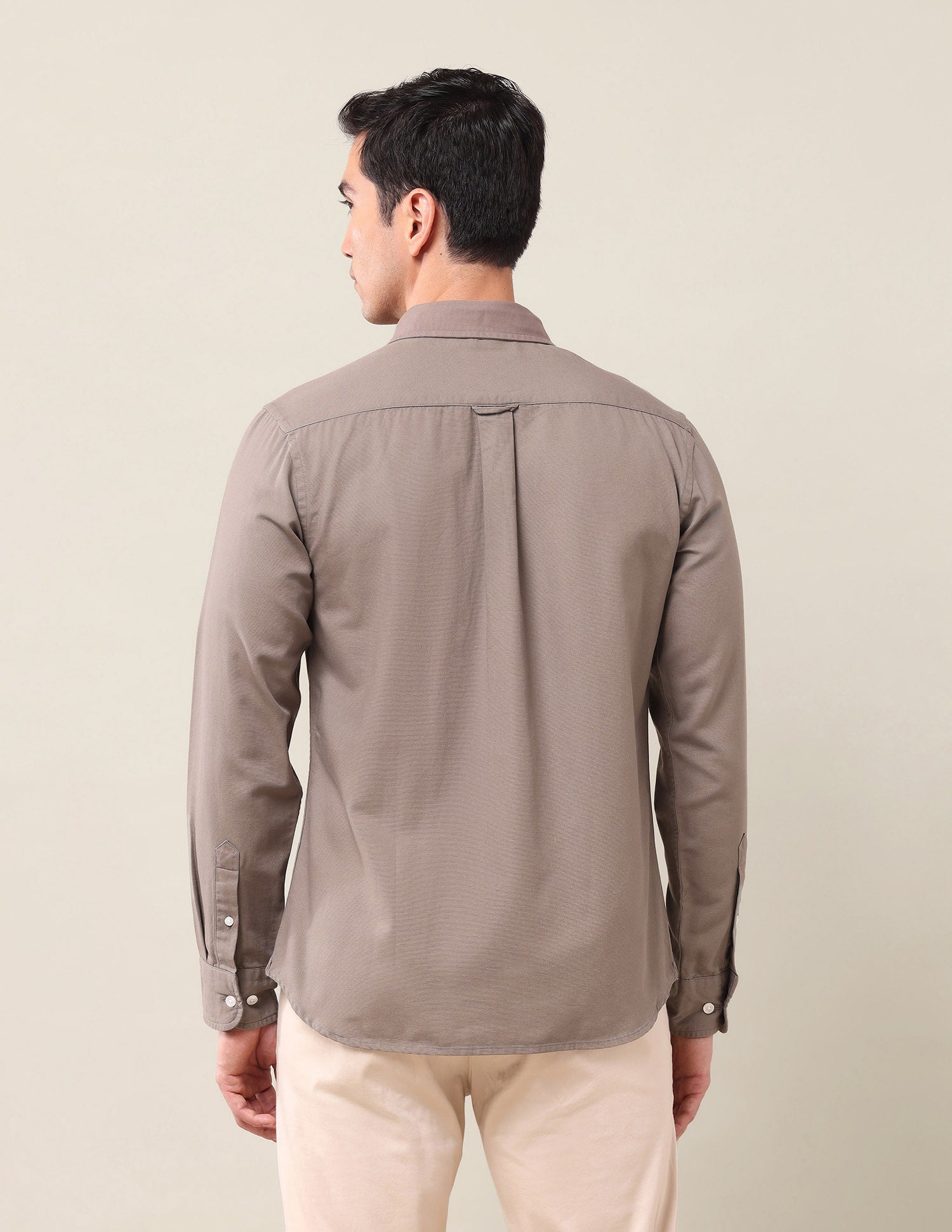 Tailored Fit Solid Shirt Light Brown - U.S. Polo Assn. India | Large