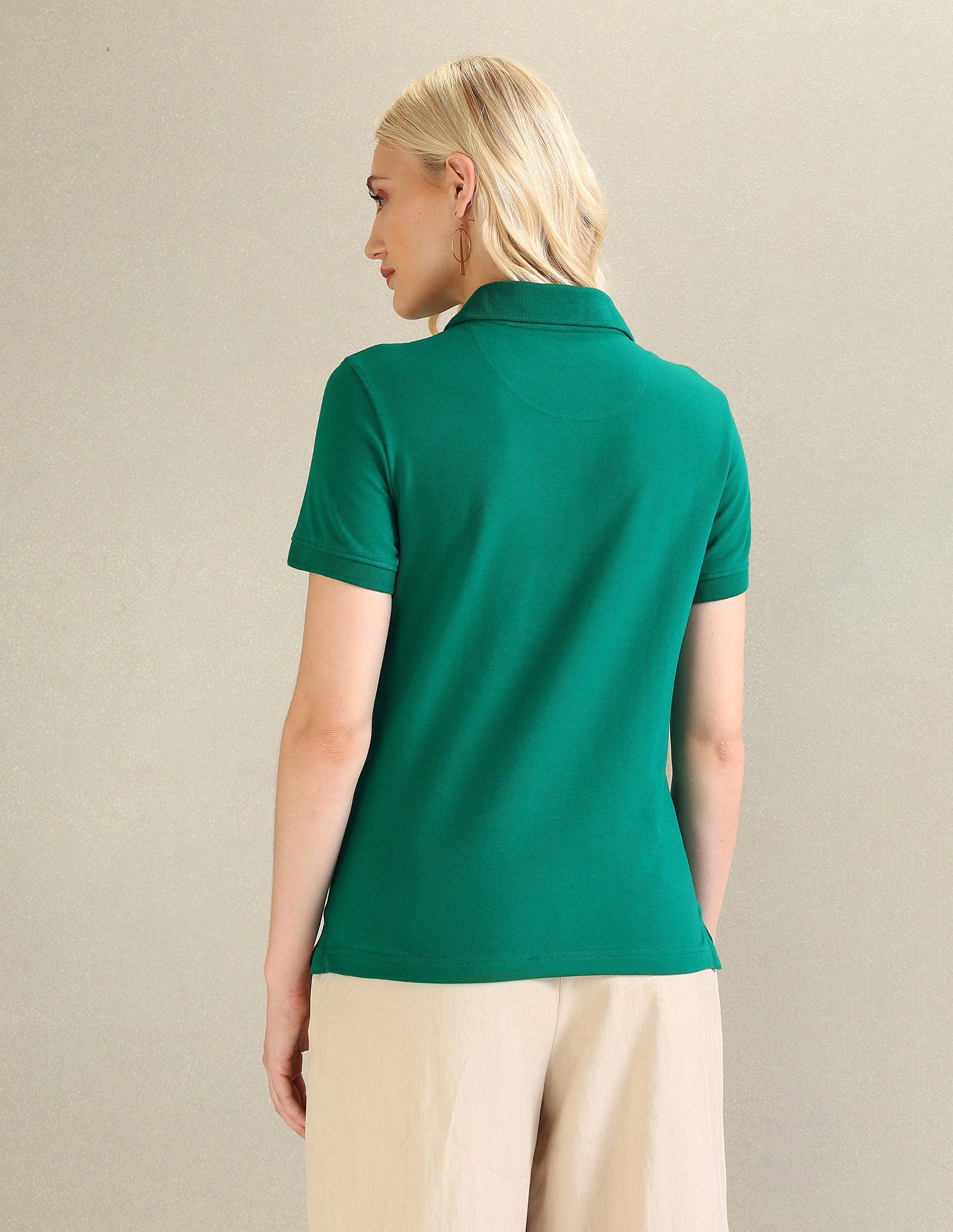 Zipper Placket Solid Polo Shirt Green - U.S. POLO ASSN. | Large