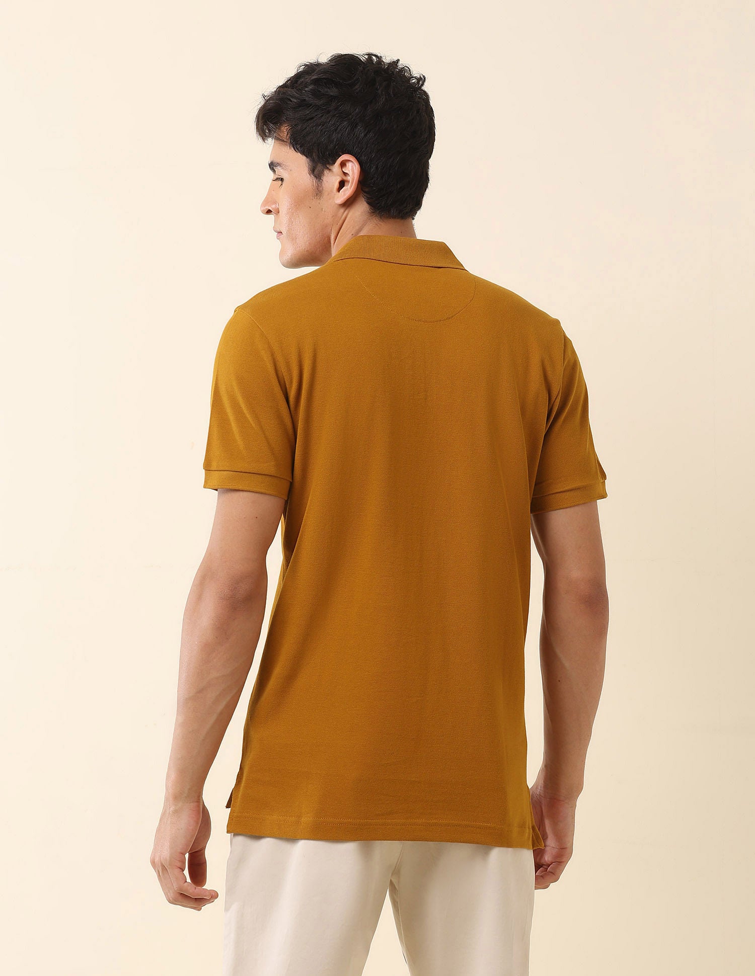 Slim Fit Pure Cotton Polo Shirt Mustard - U.S. Polo Assn. India | Large