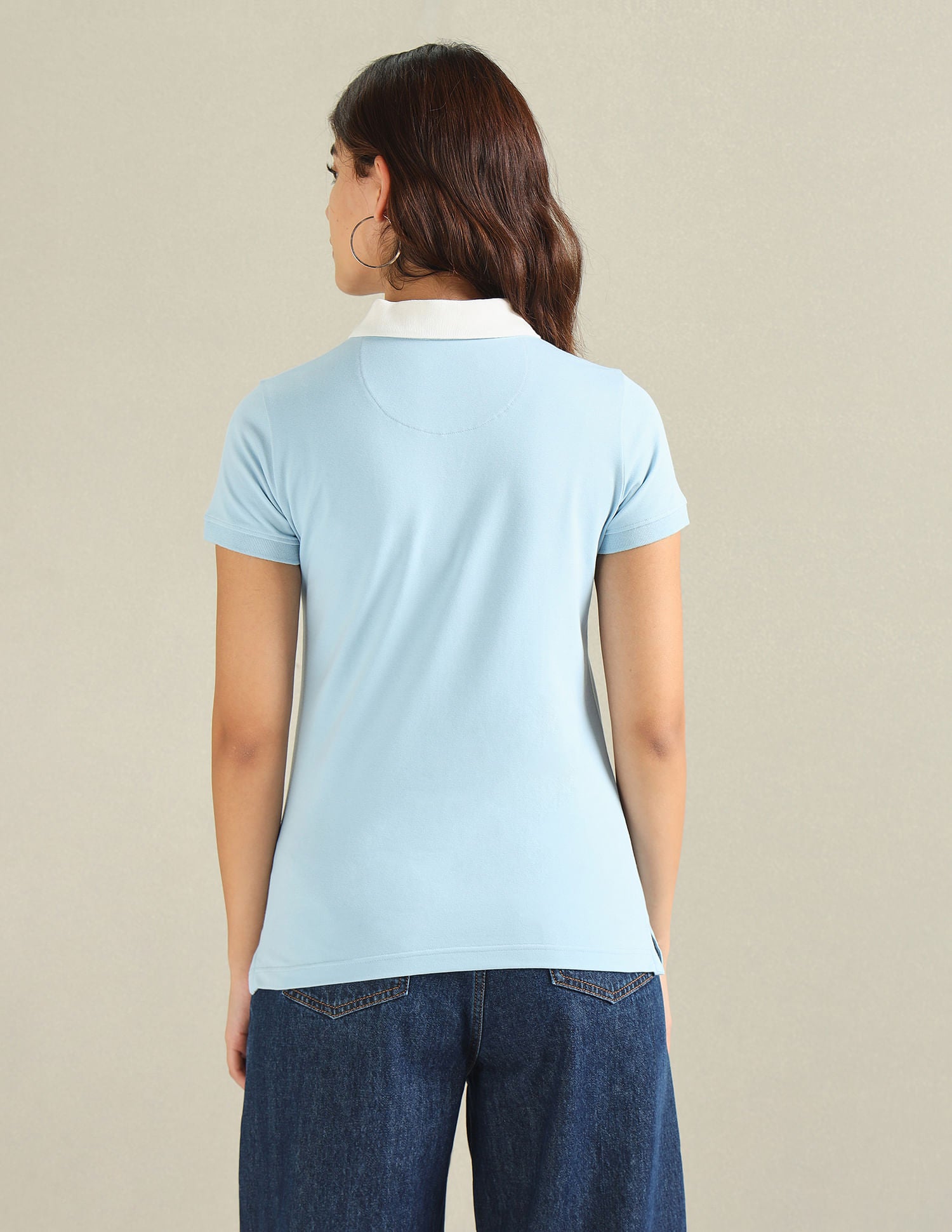 Contrast Collar Crest Polo Shirt Light Blue - U.S. POLO ASSN. | Large