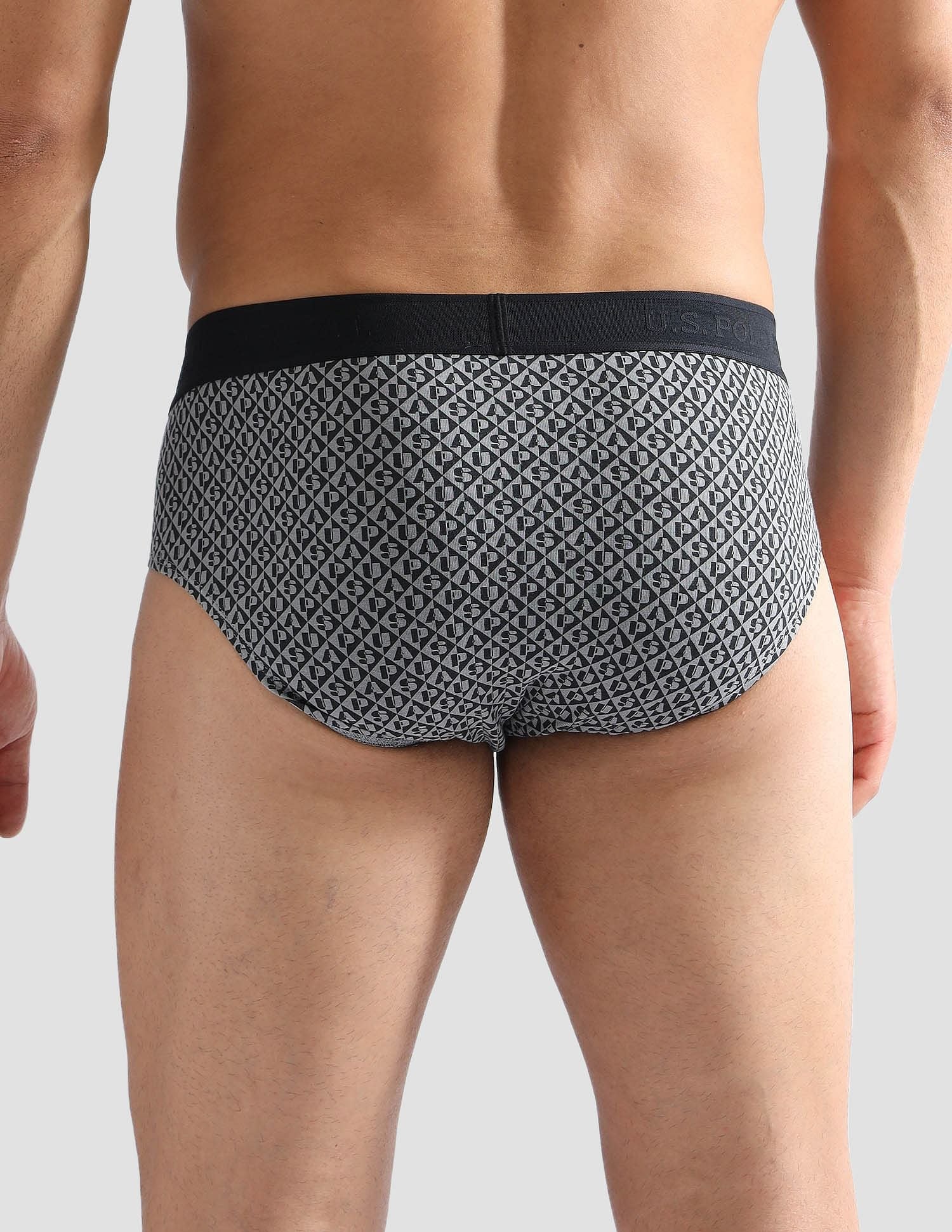 Elasticized Waist Printed PB005 Briefs - Pack of 1 Black - U.S. POLO ASSN. | Large