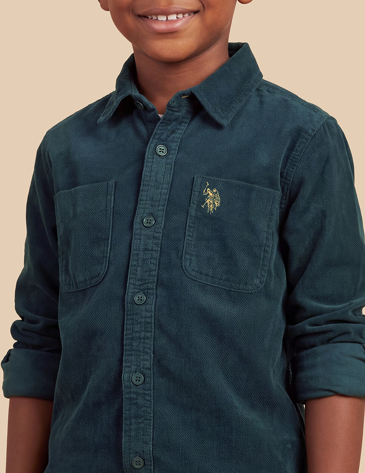 Corduroy Regular Fit Shirt Teal - U.S. Polo Assn. India | Large