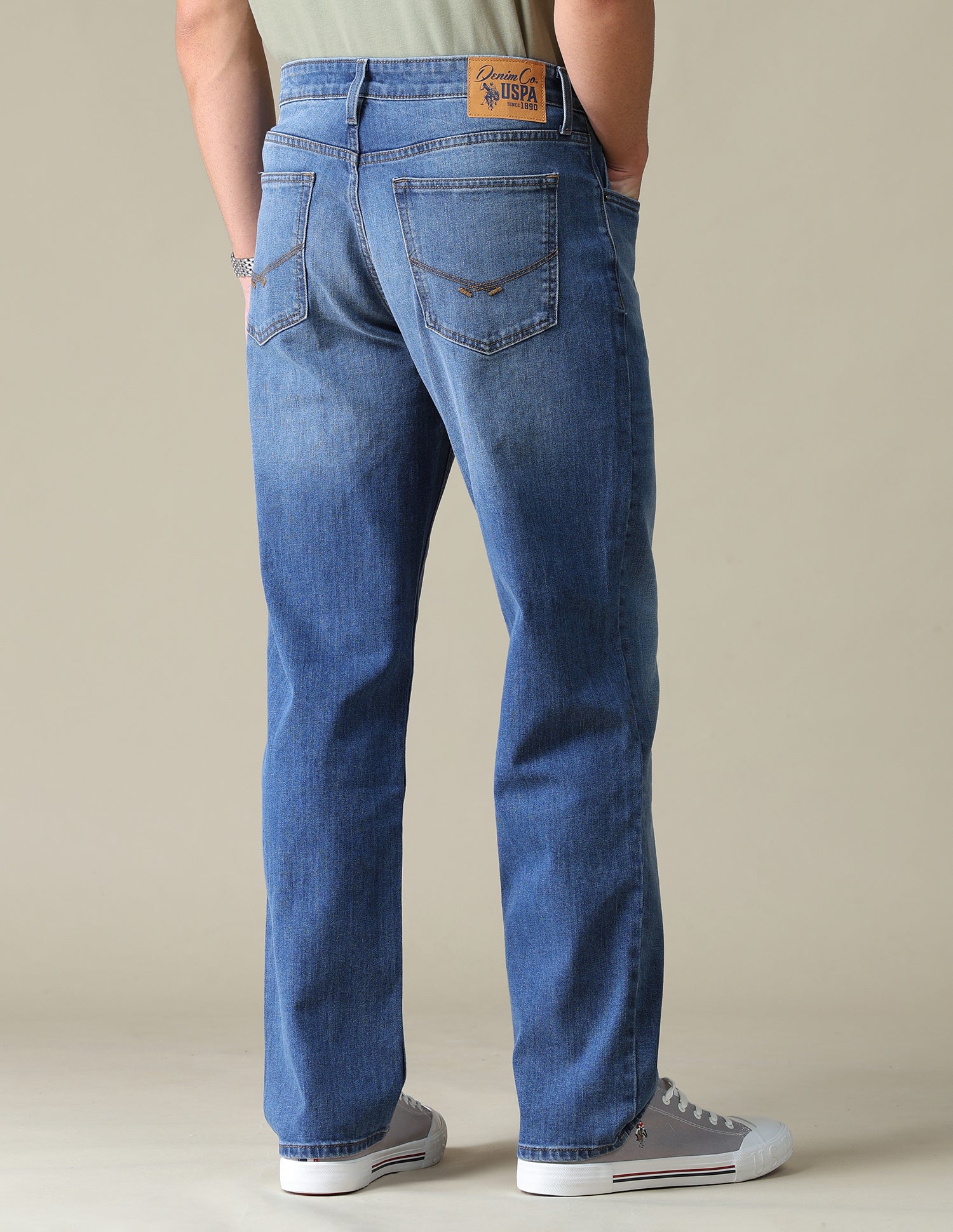 Shawn Relaxed Fit Blue Jeans Mid Blue - U.S. Polo Assn. India | Large