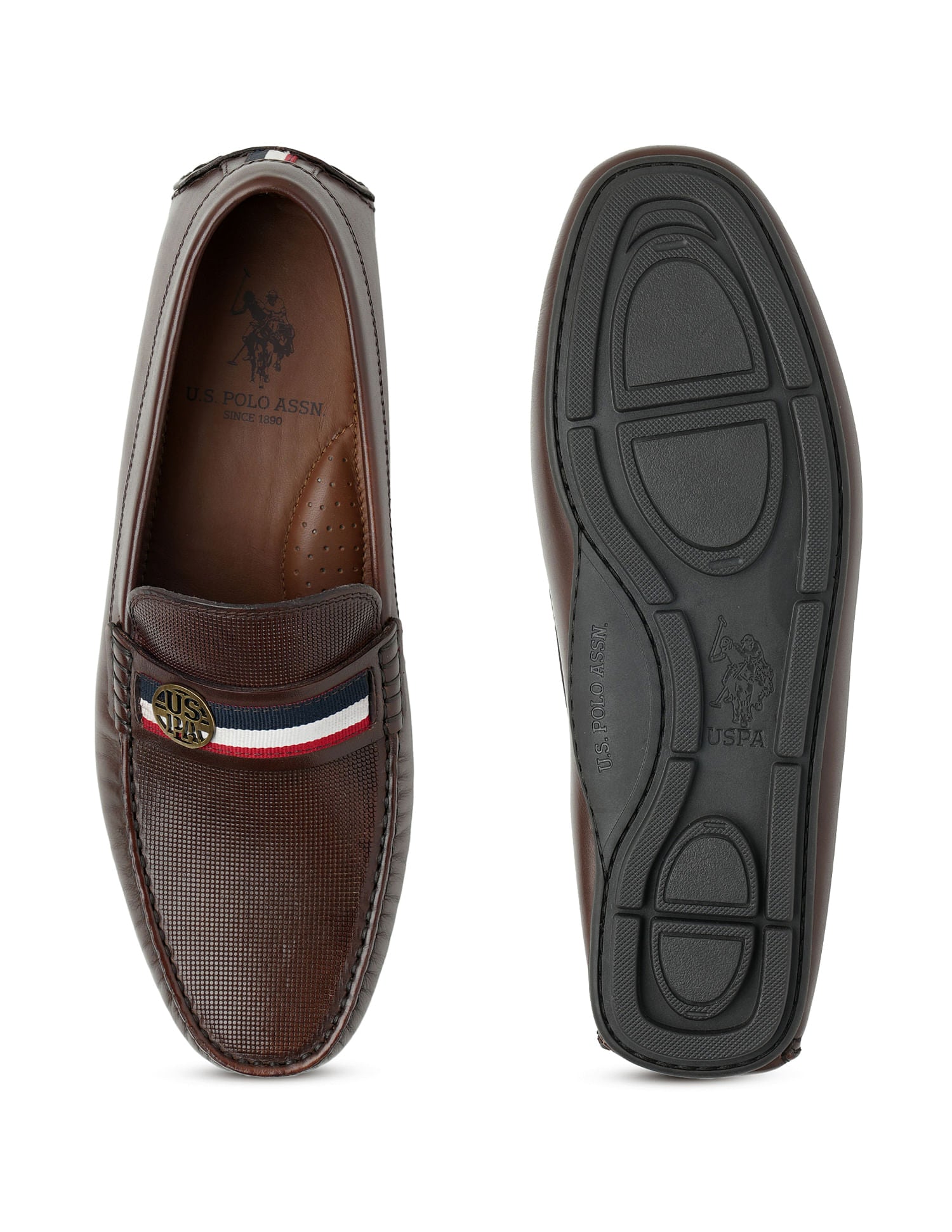 Men Solid Denly Loafers Brown - U.S. Polo Assn. India | Large