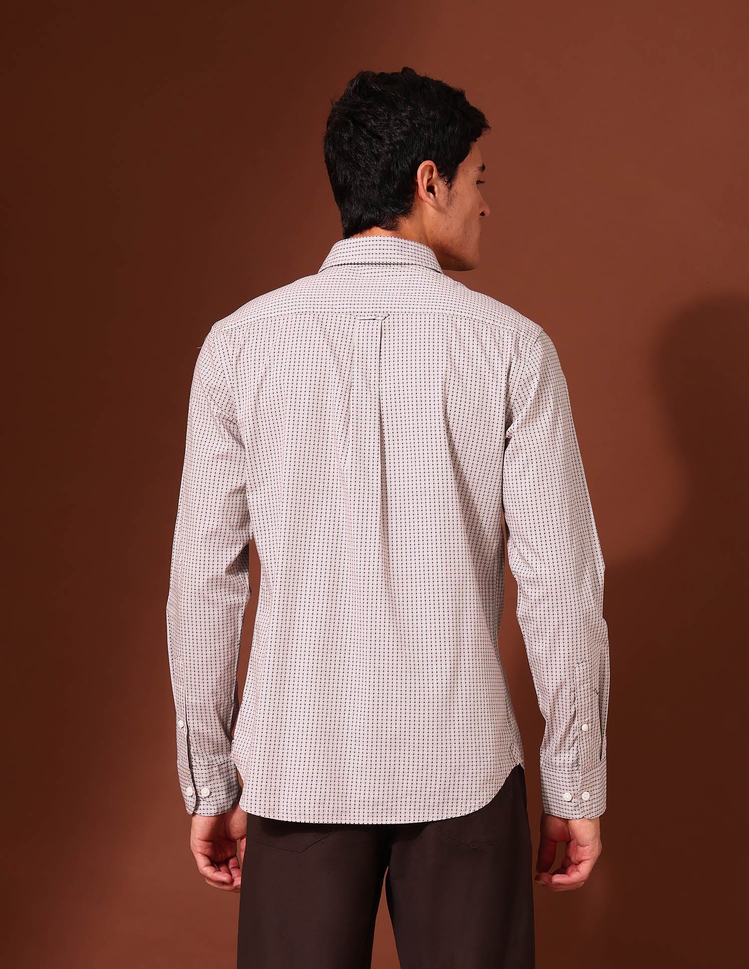 Geometric Printed Tailored Fit Shirt Beige - U.S. Polo Assn. India | Large