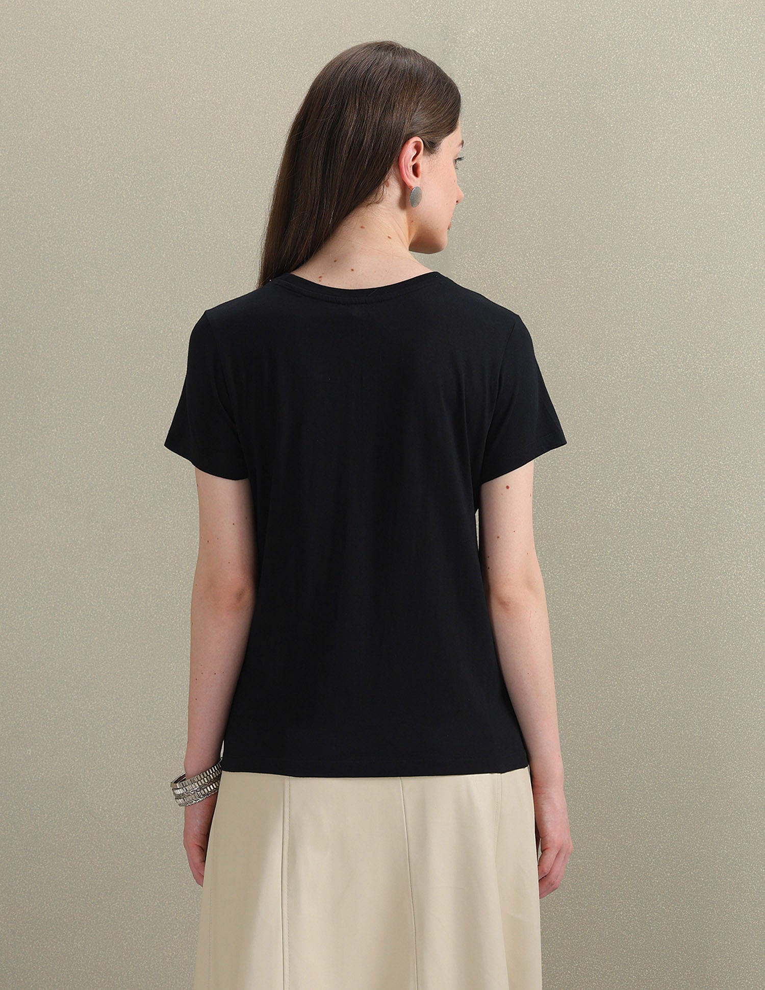 Metallic Logo Pure Cotton T-Shirt Black - U.S. POLO ASSN. | Large