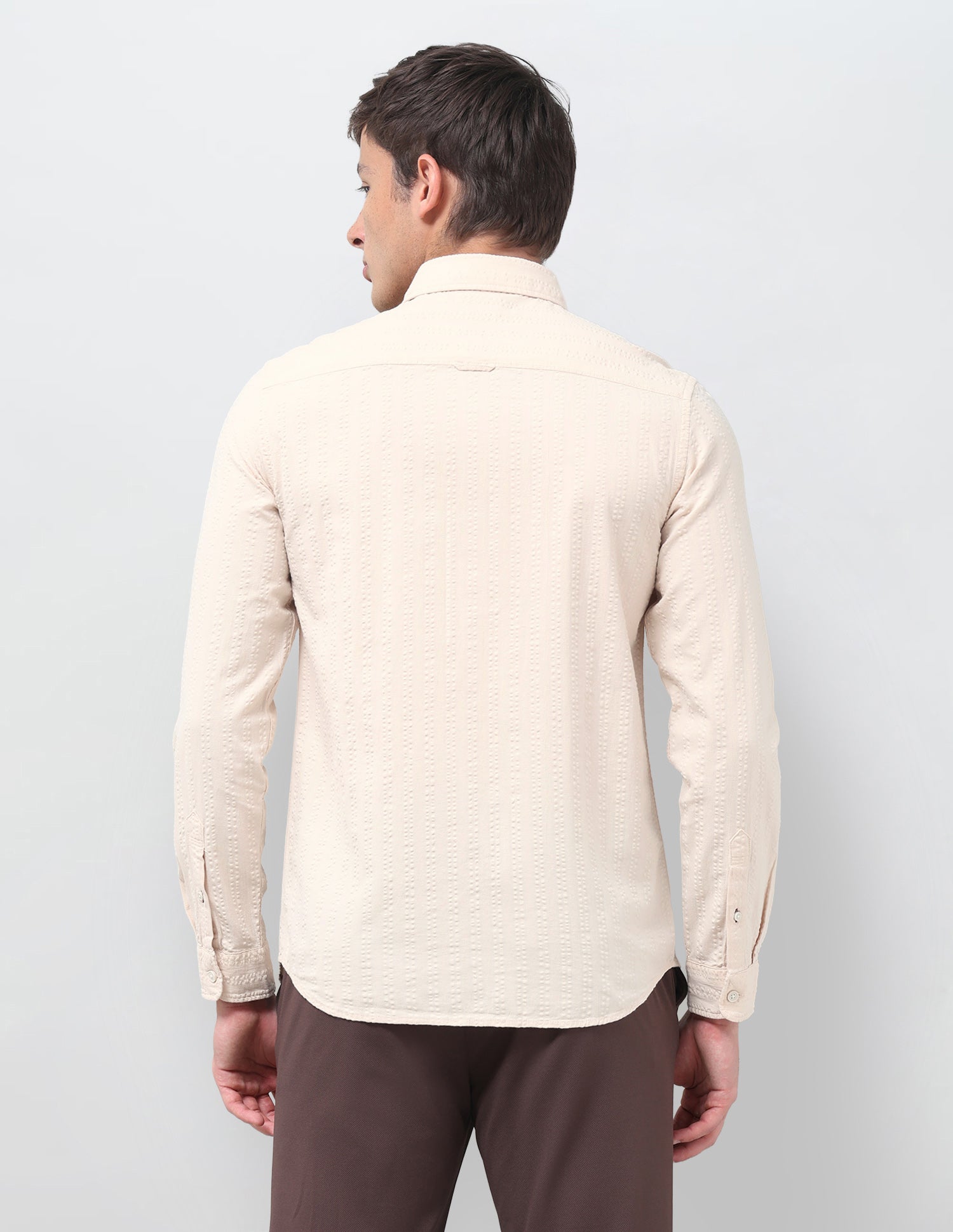 Textured Regular Fit Shirt Beige - U.S. Polo Assn. India | Large