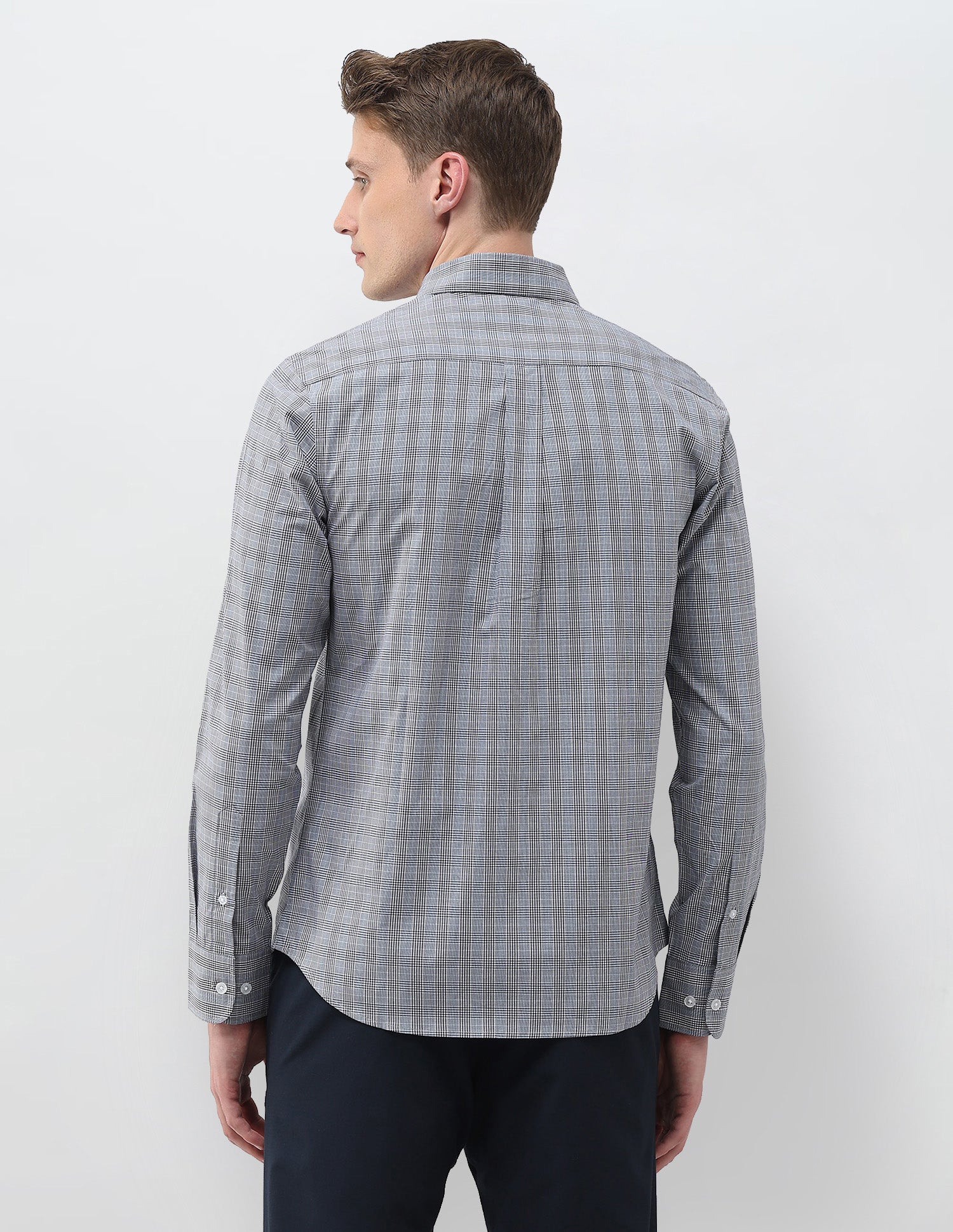 Glen Checked Tailored Fit Shirt Navy - U.S. Polo Assn. India | Large