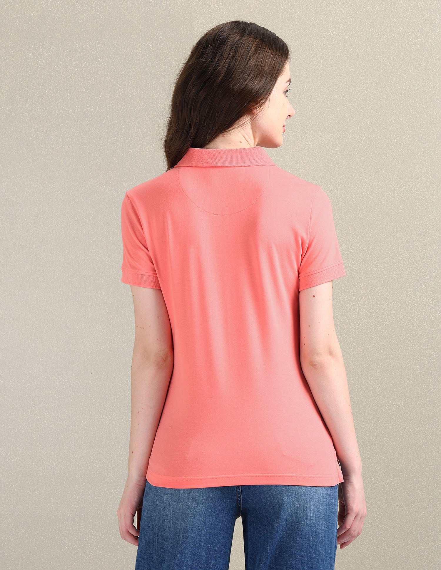 Cotton Stretch Zipper Polo Shirt Pink - U.S. POLO ASSN. | Large