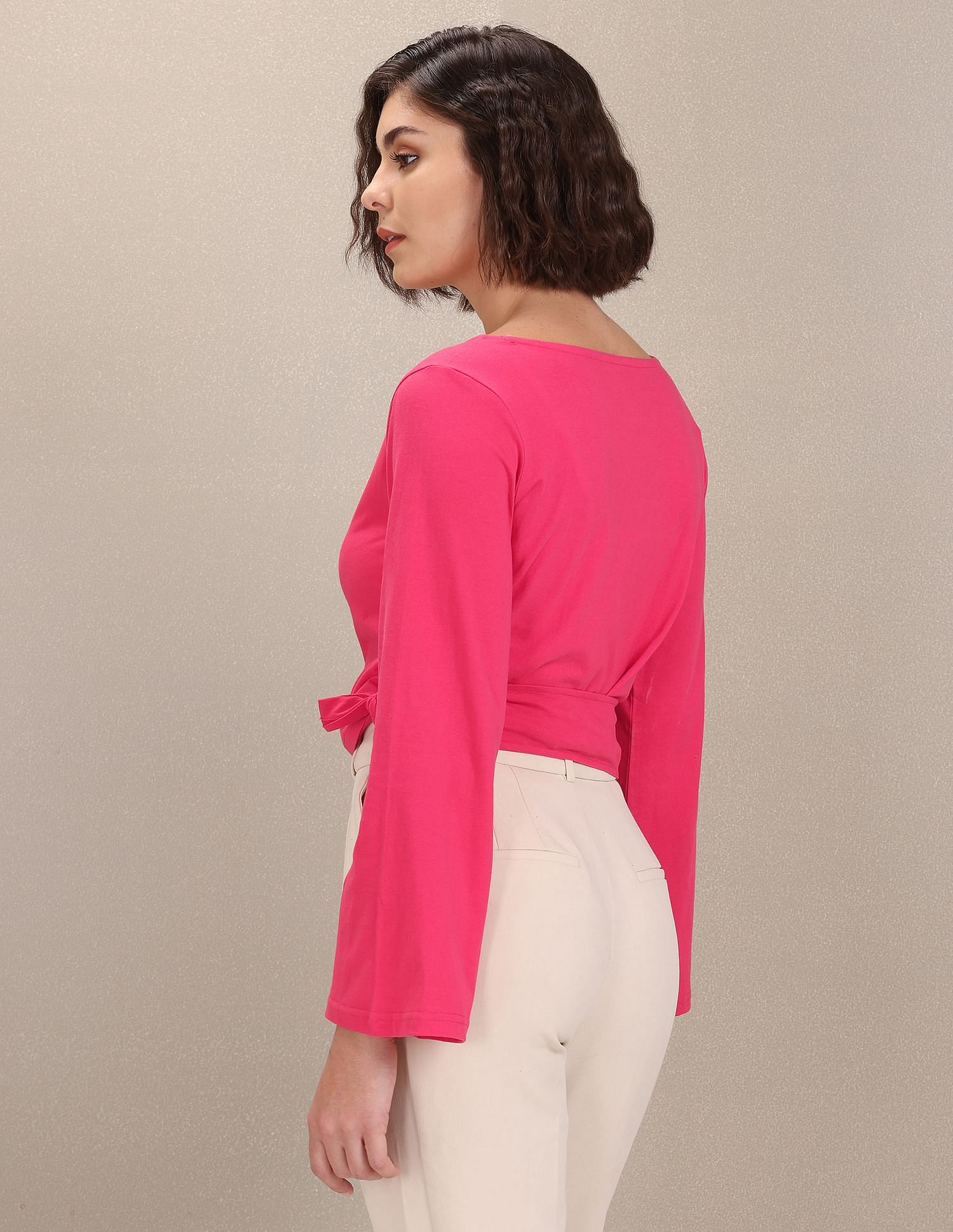 Wrap Around Solid Knit Top Fuchsia - U.S. Polo Assn. India | Large