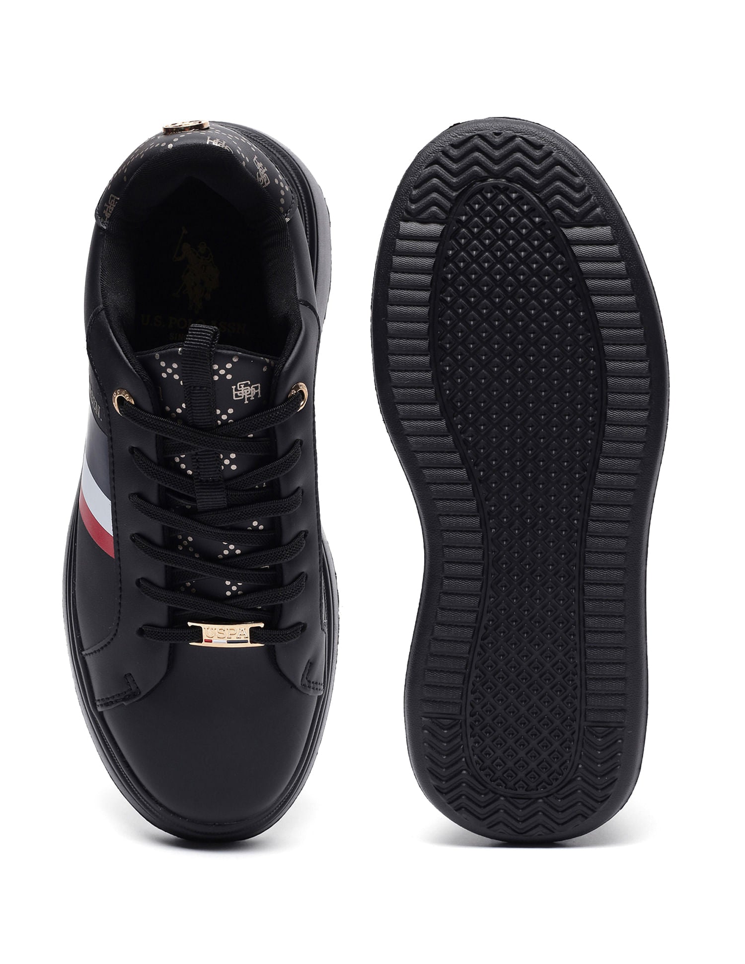 Women Brand Stripe Clara 2.0 Sneakers Black - U.S. POLO ASSN. | Large