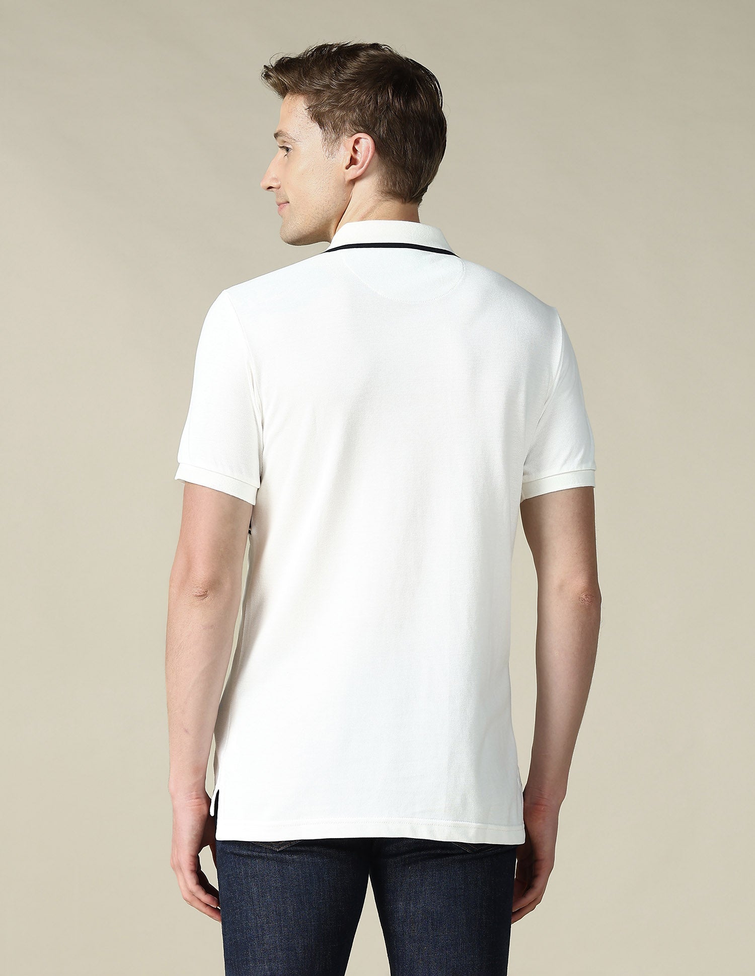 Cut & Sew Brand Embroidered Regular Fit Polo Shirt Ivory - U.S. POLO ASSN. | Large