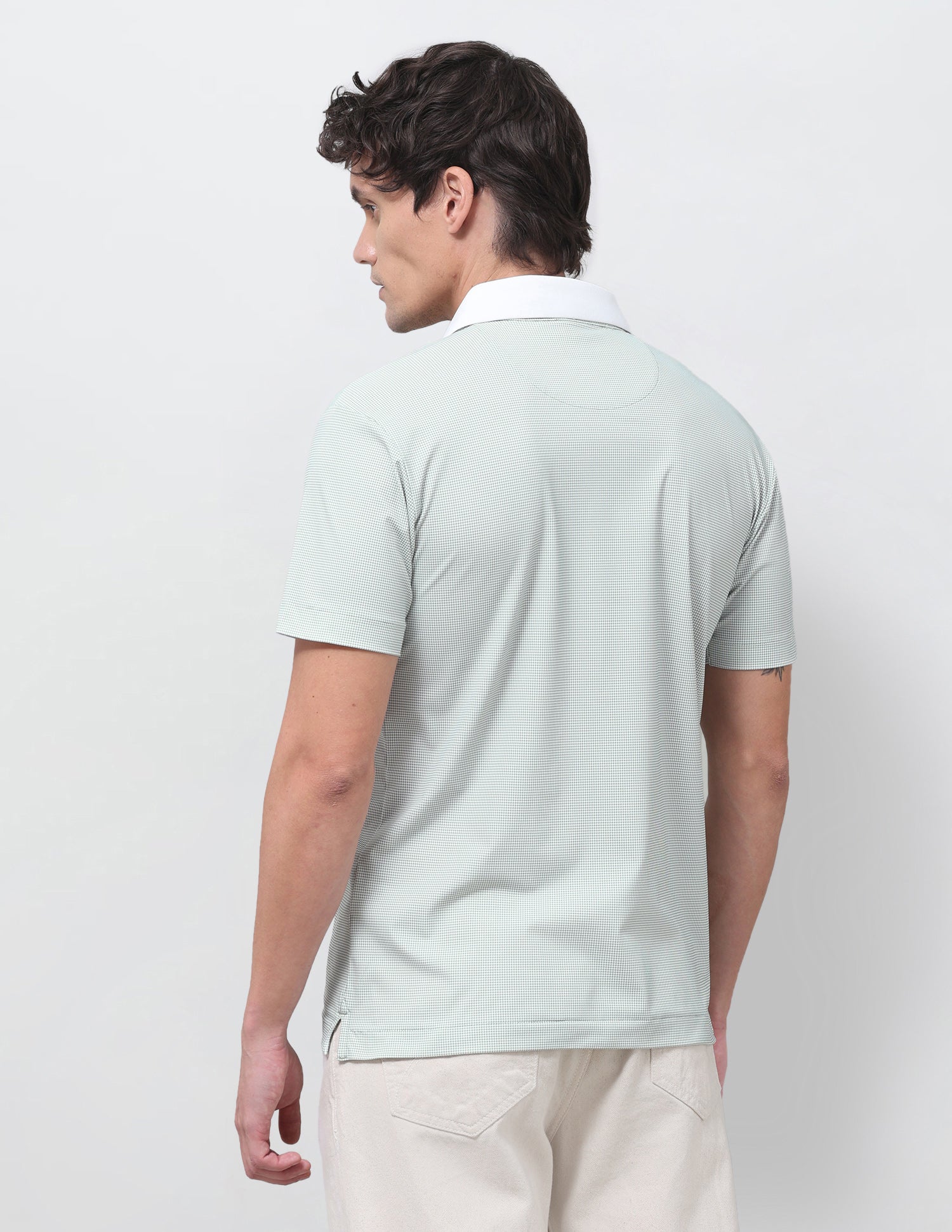 Houndstooth Slim Fit Polo Shirt Light Green - U.S. Polo Assn. India | Large
