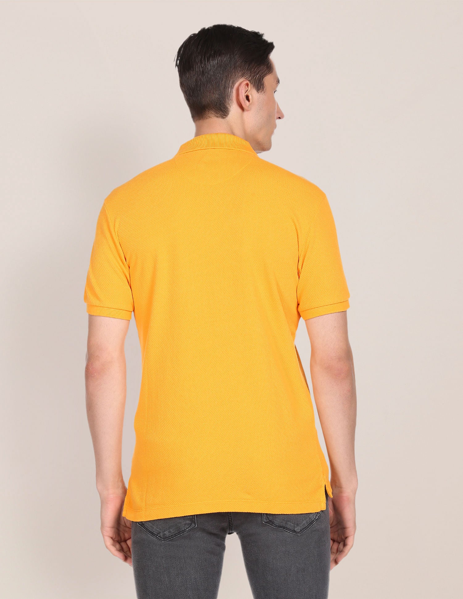 Cotton Solid Polo Shirt Yellow - U.S. Polo Assn. India | Large