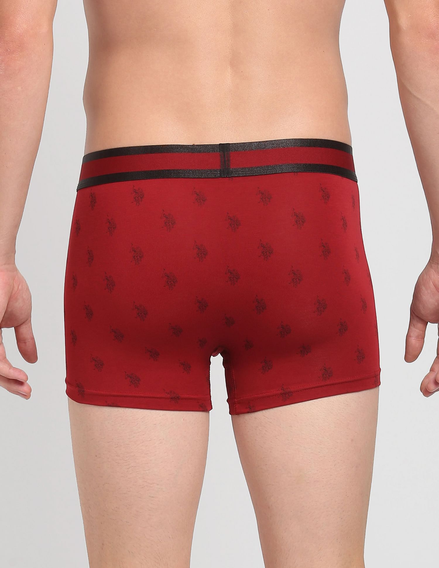 Mid Rise Brand Print PT002 Premium Trunks - Pack Of 1 Deep Red - U.S. POLO ASSN. | Large