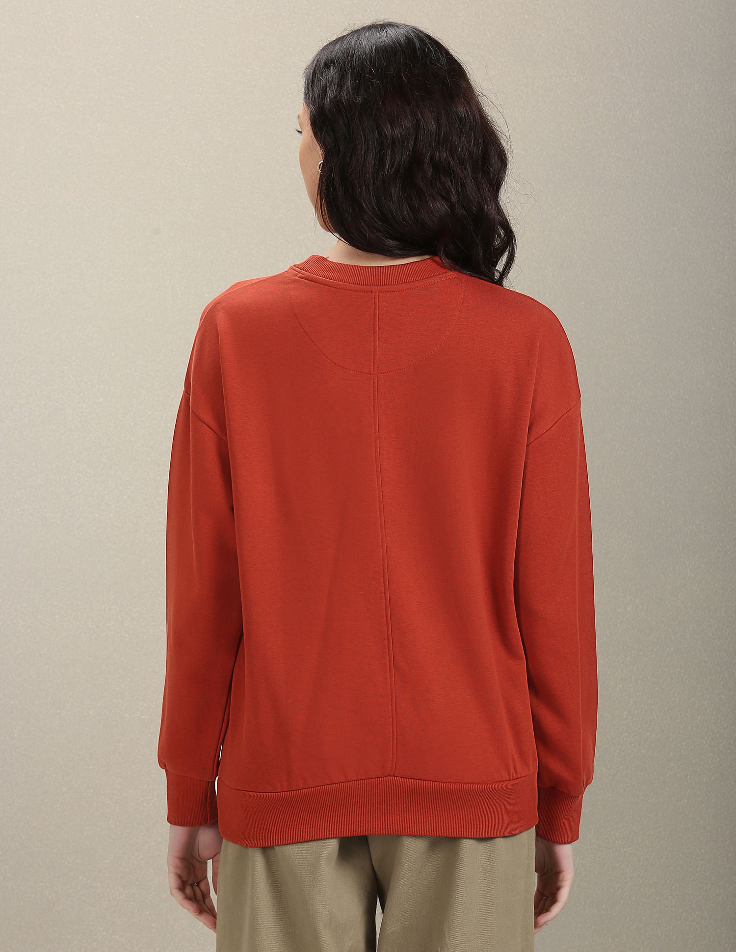 Crew Neck Graphic Print Sweatshirt Light Brown - U.S. POLO ASSN. | Large