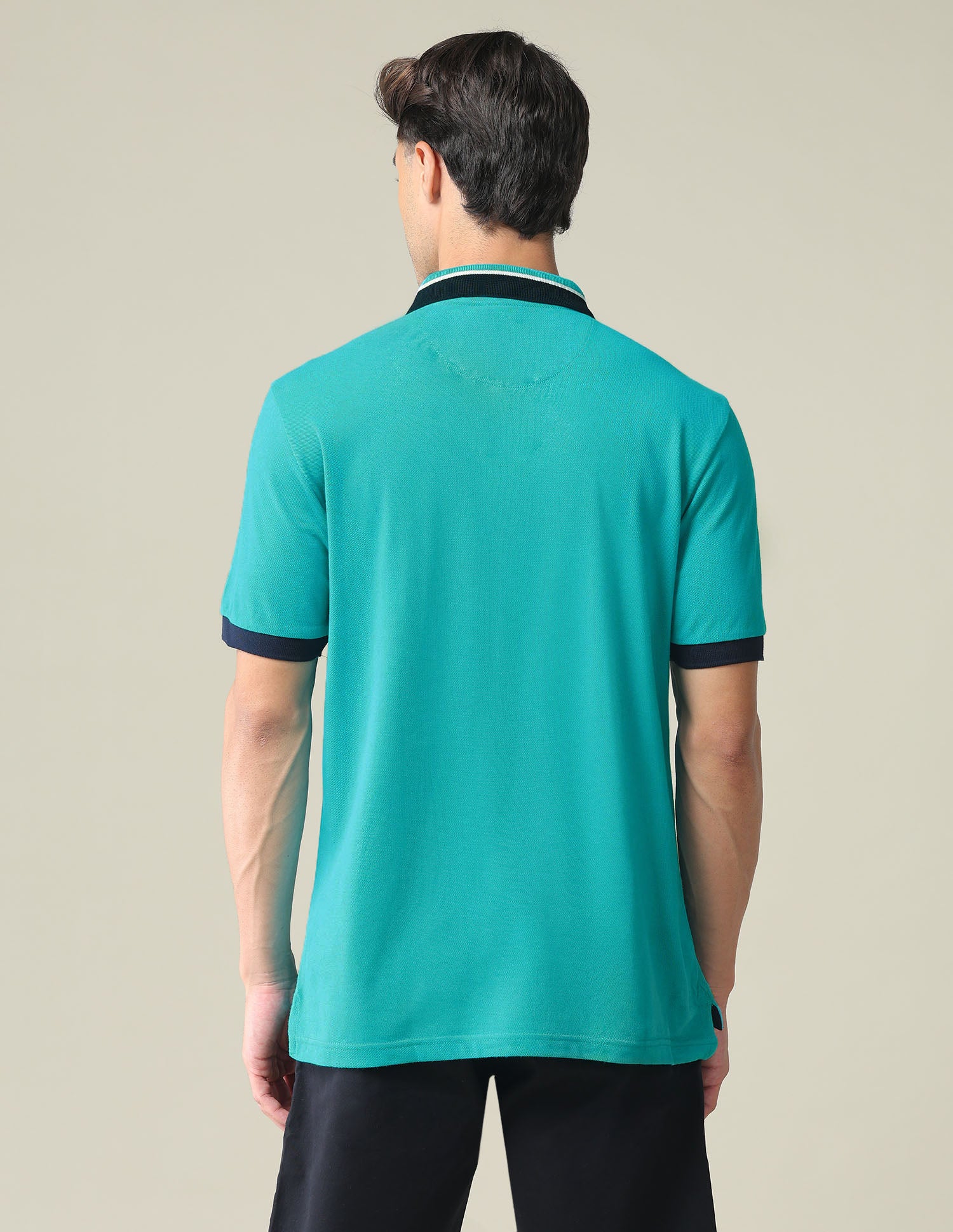 Branded Collar Pique Polo Shirt Green - U.S. POLO ASSN. | Large