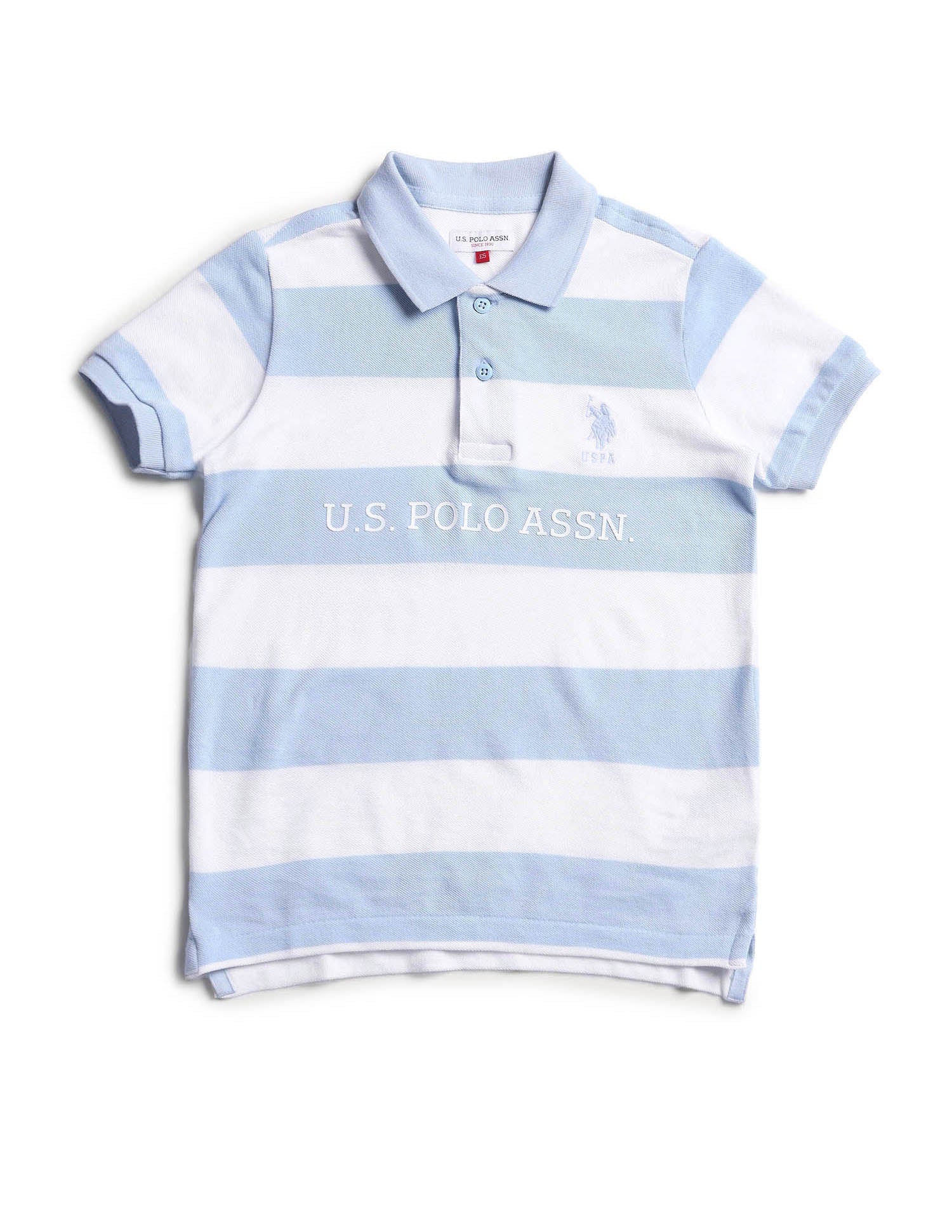 Boys Regular Fit Horizontal Striped Polo Shirt Light Blue - U.S. POLO ASSN. | Large