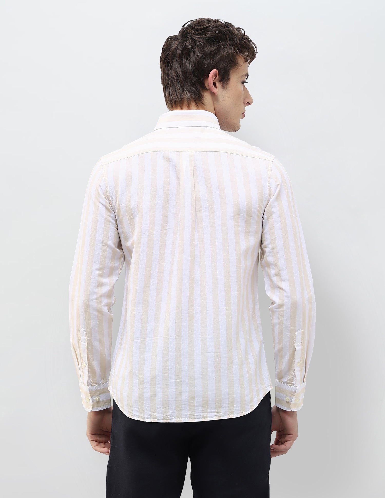 Vertical Striped Regular Fit Shirt Beige - U.S. Polo Assn. India | Large