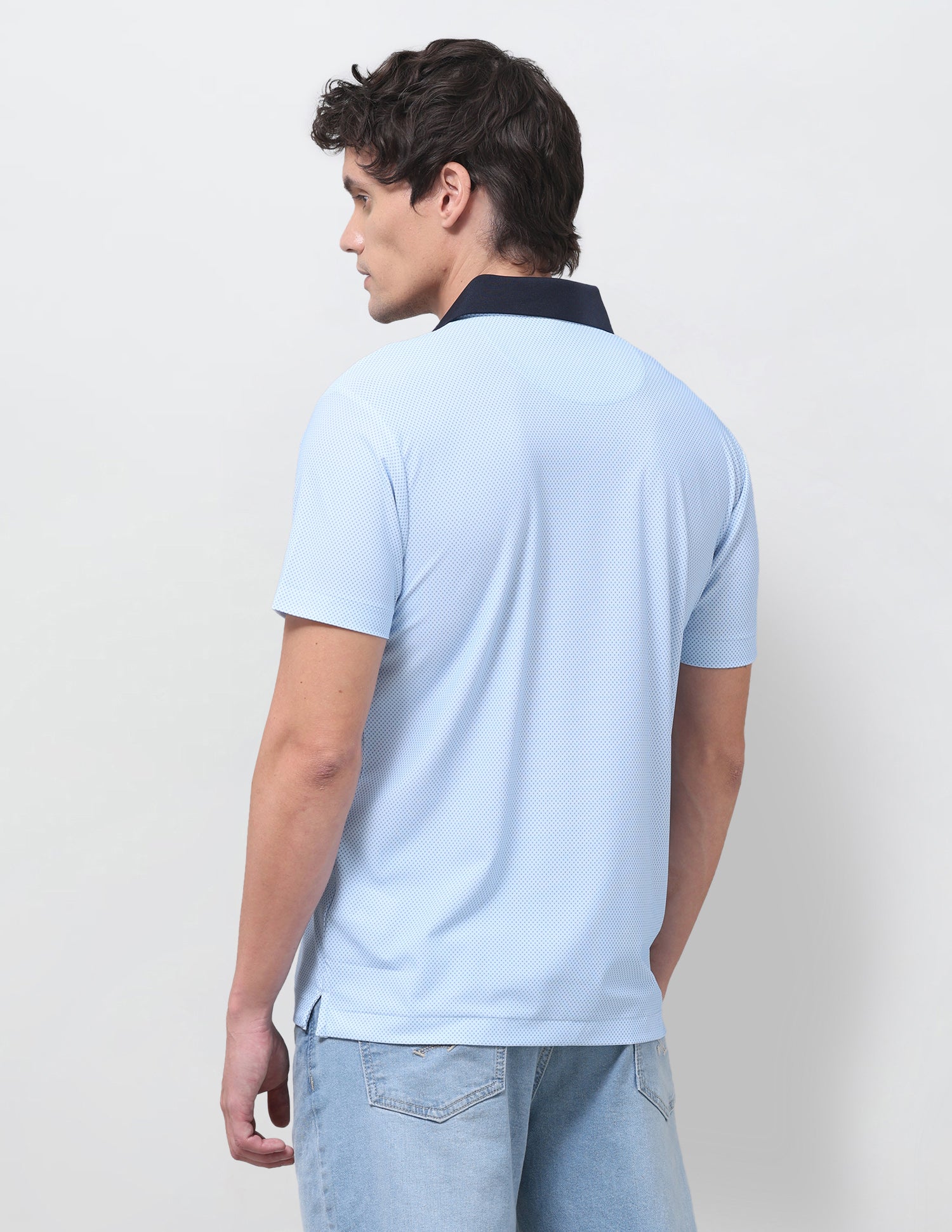 Geometric Printed Slim Fit Polo Shirt Light Blue - U.S. Polo Assn. India | Large