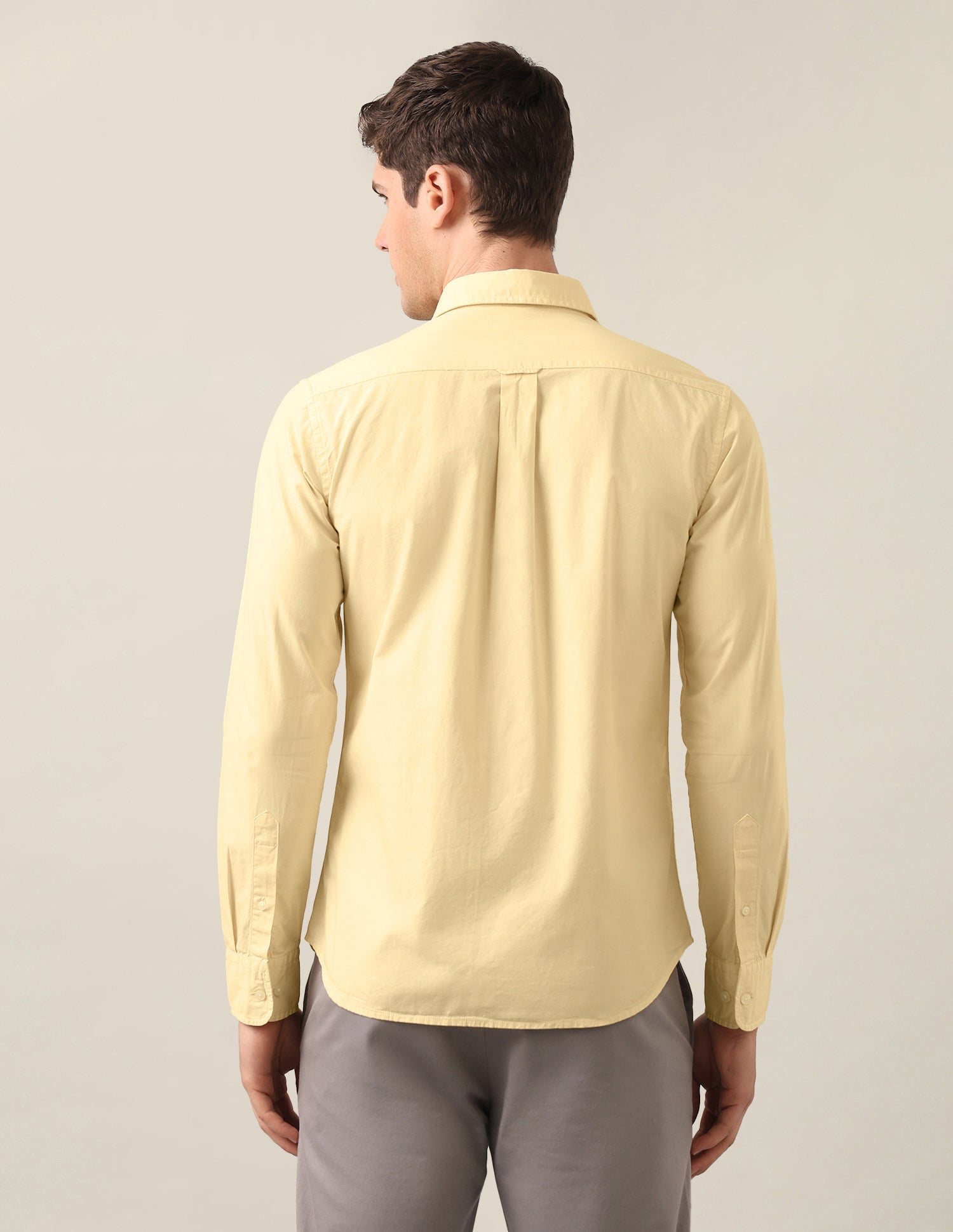 Tailored Fit Solid Shirt Light Yellow - U.S. Polo Assn. India | Large