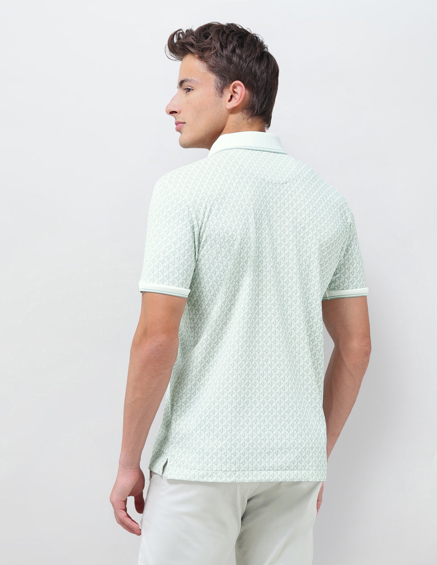 Geometric Printed Slim Fit Polo Shirt Light Green - U.S. Polo Assn. India | Large