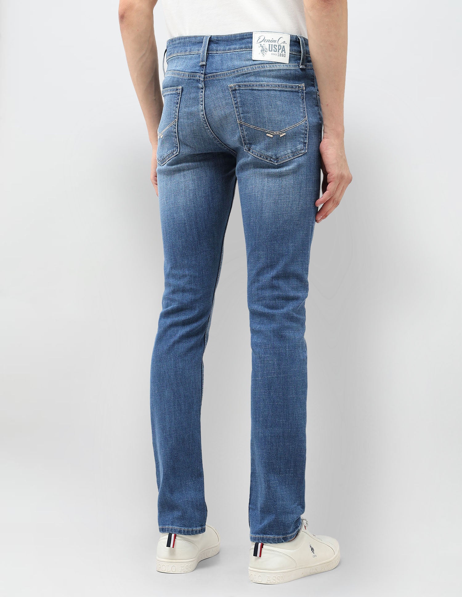 Regallo Skinny Fit Whiskered Jeans Med Blue - U.S. Polo Assn. India | Large