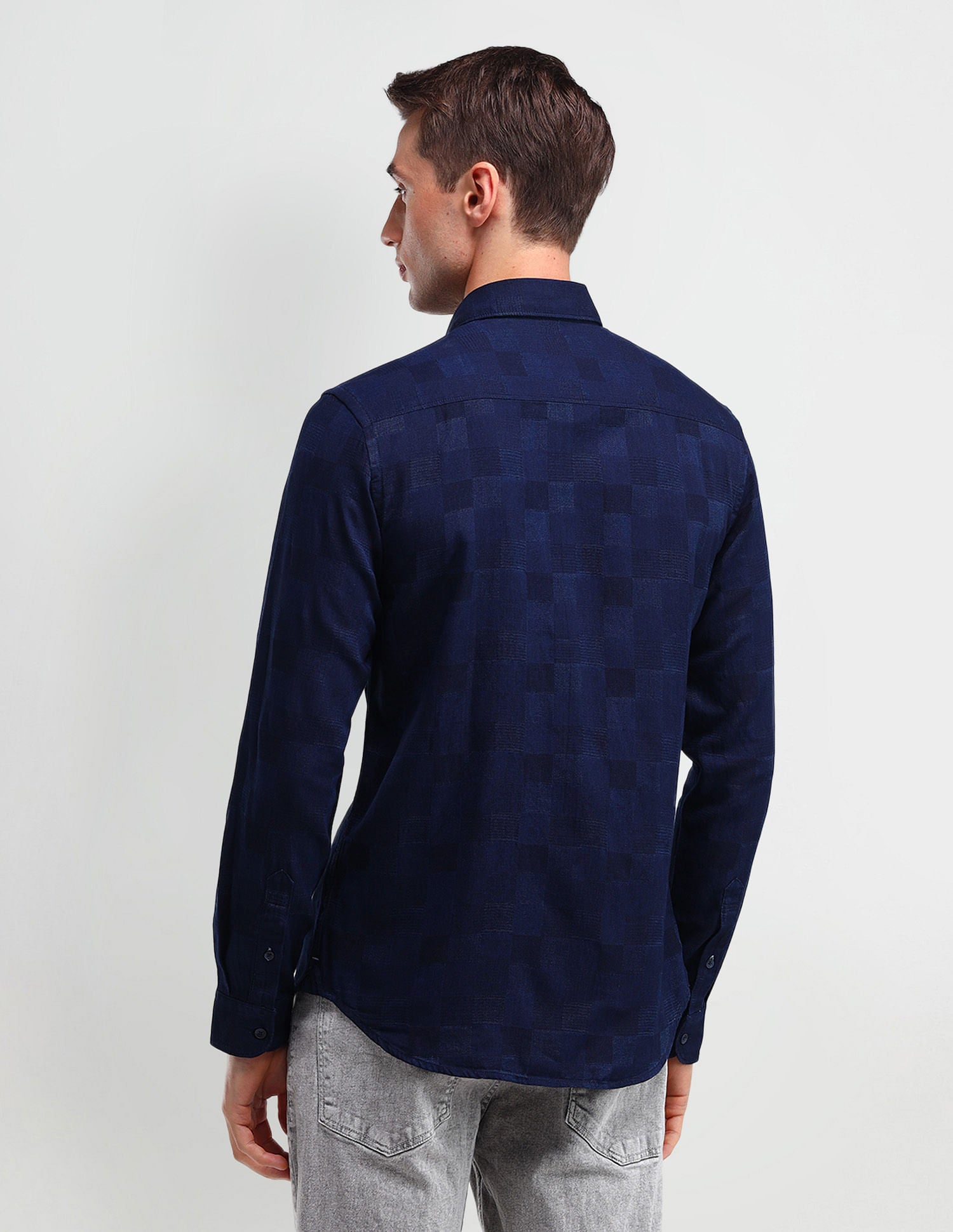 Slim Fit Geometric Shirt Navy - U.S. Polo Assn. India | Large