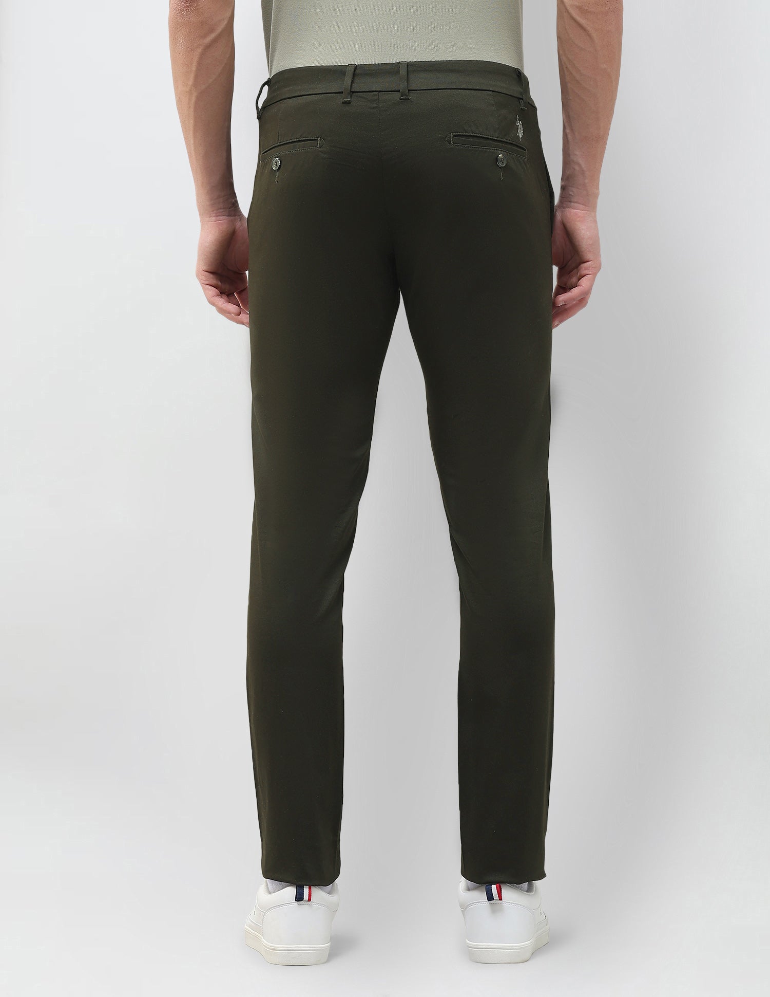 Denver Slim Fit Dobby Trousers Dark Olive - U.S. Polo Assn. India | Large