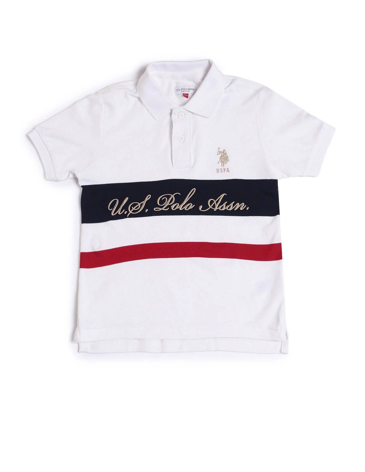 Boys Colourblock Regular Fit Polo Shirt White - U.S. POLO ASSN. | Large