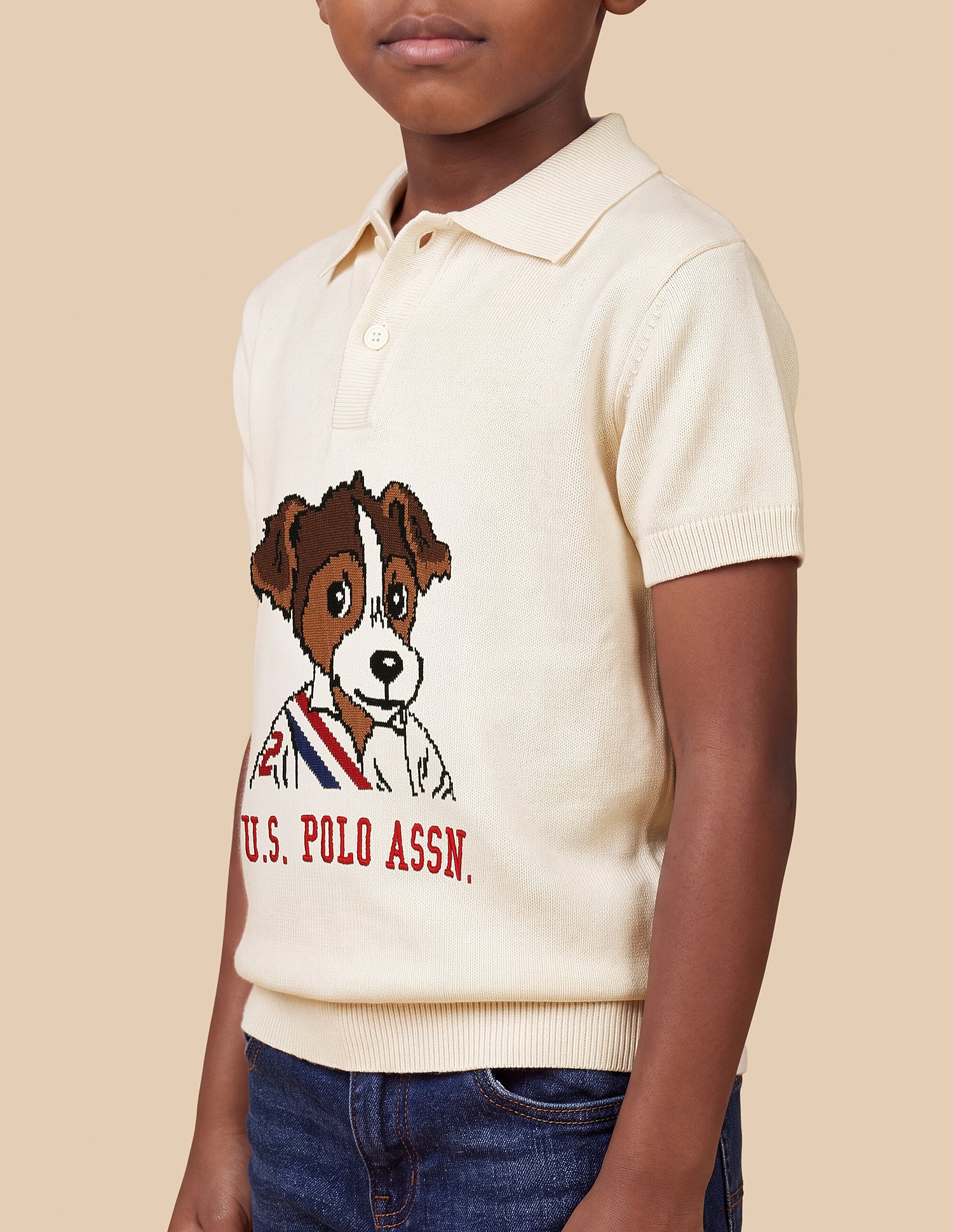 Graphic Brand Embroidered Regular Fit Polo Shirt Off White - U.S. Polo Assn. India | Large