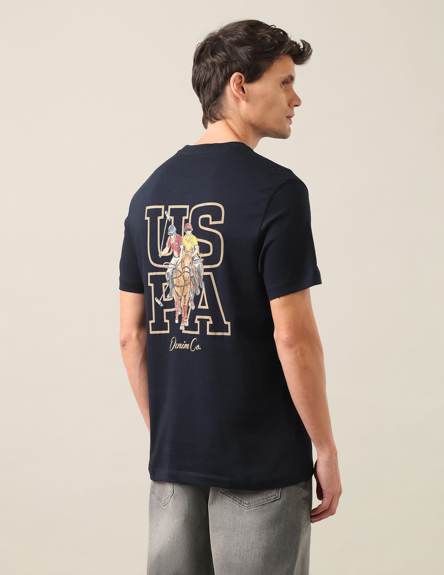 Graphic Printed Slim Fit T-Shirt Navy - U.S. Polo Assn. India | Large