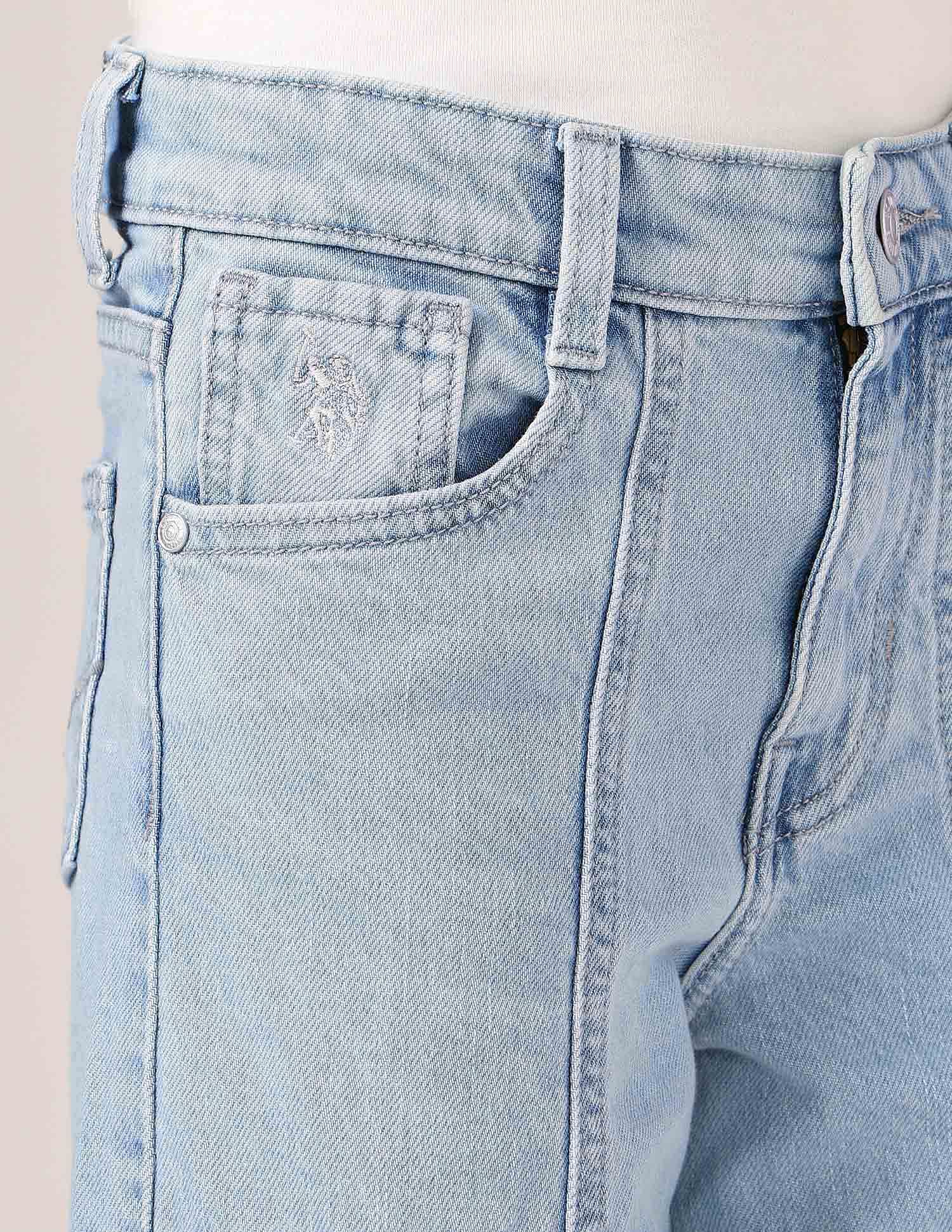 Girls Wide Leg Fit Cargo Jeans Light Blue - U.S. POLO ASSN. | Large