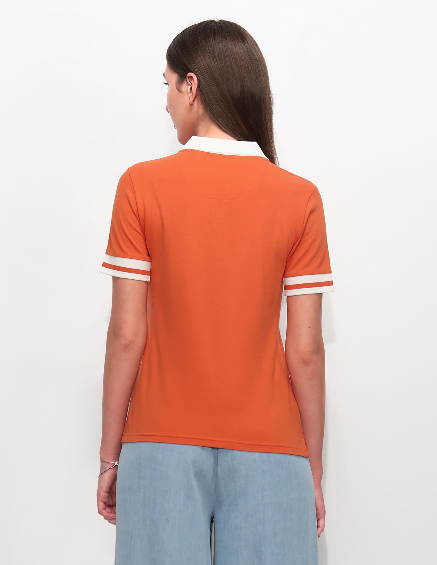 Regular Fit Solid Polo Shirt Dark Orange - U.S. Polo Assn. India | Large