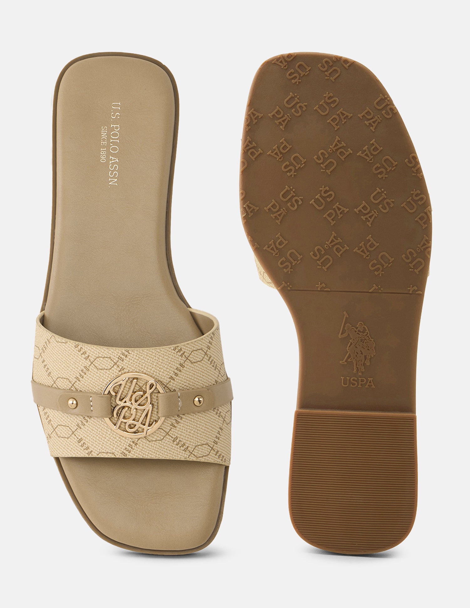 Monogram Adara Sandals Beige - U.S. Polo Assn. India | Large