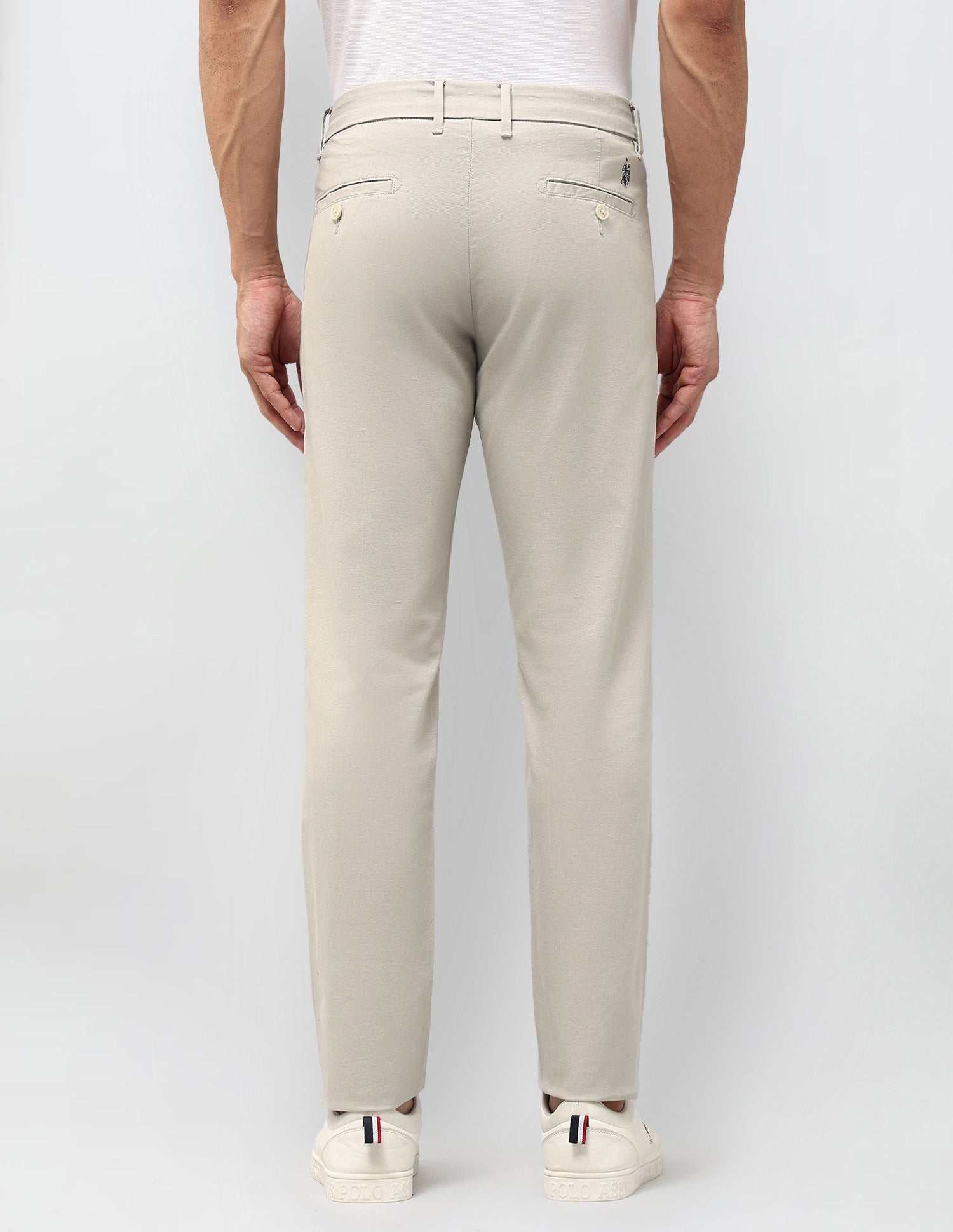 Textured Austin Slim Fit Trousers Ecru - U.S. POLO ASSN. | Large
