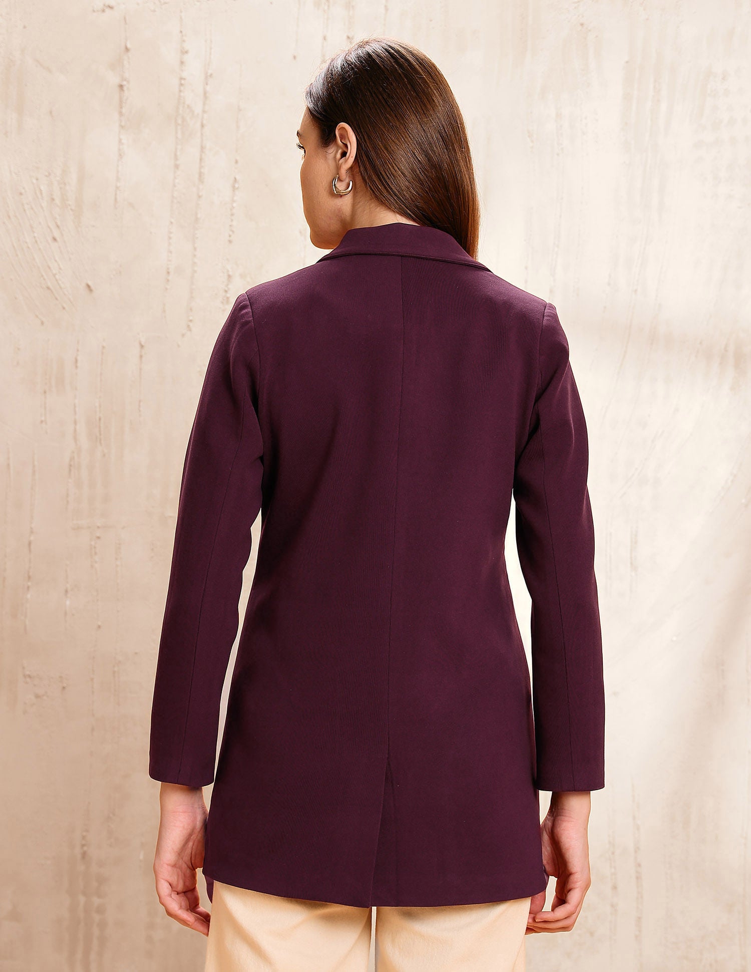 Solid Double Breasted Notch Lapel Collar Coat Purple - U.S. POLO ASSN. | Large