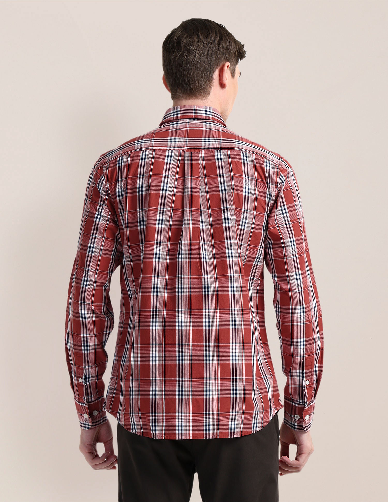 Cutaway Collar Premium Cotton Shirt Red - U.S. Polo Assn. India | Large