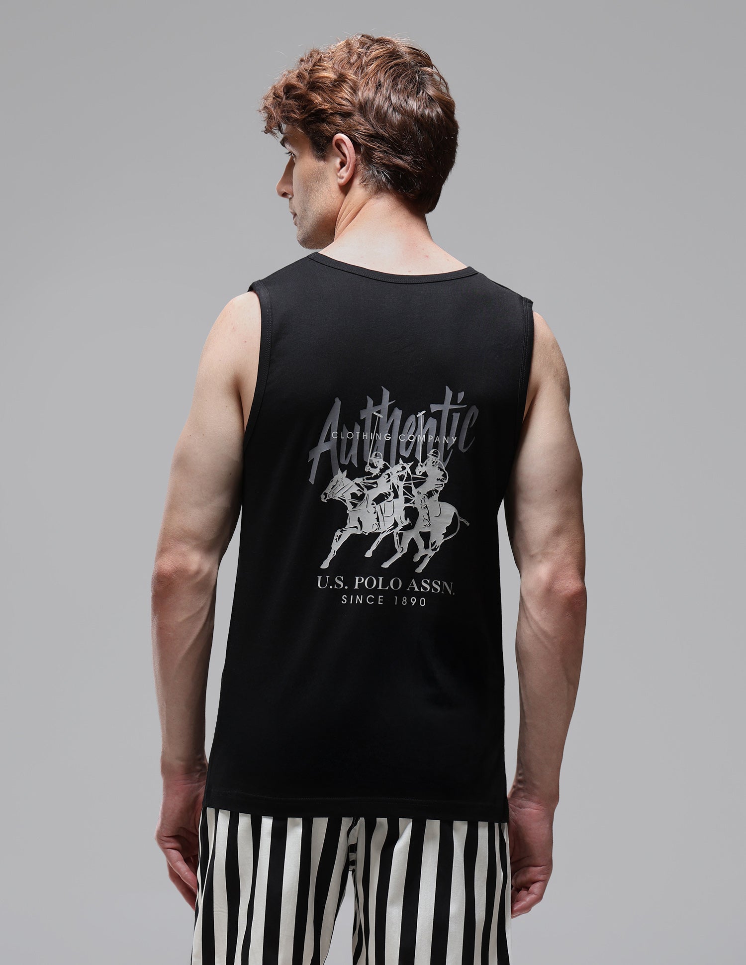 Pure Cotton Printed OEV10 Vest Black - U.S. Polo Assn. India | Large
