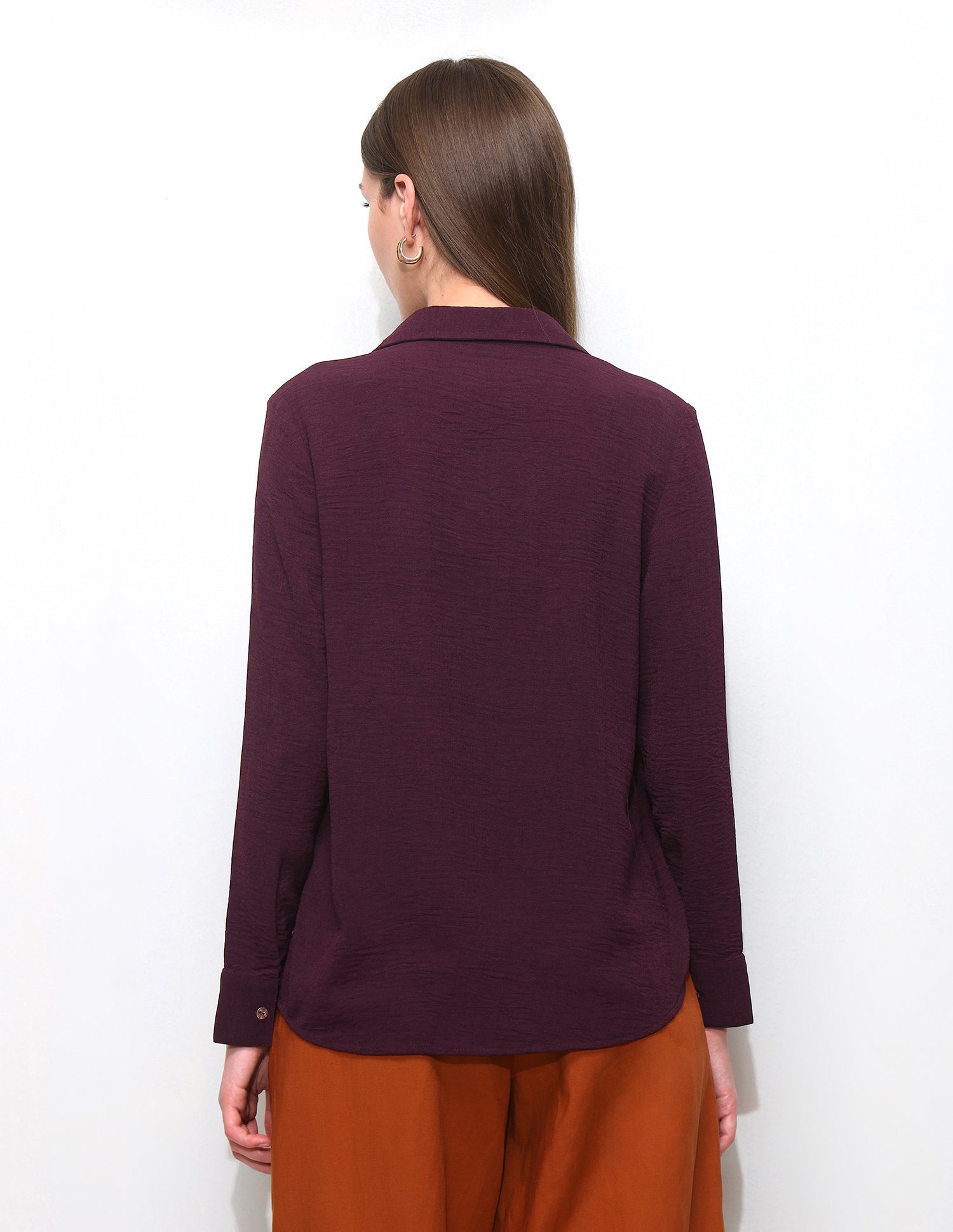 Solid V-Neck Collar Shirt Brown - U.S. Polo Assn. India | Large